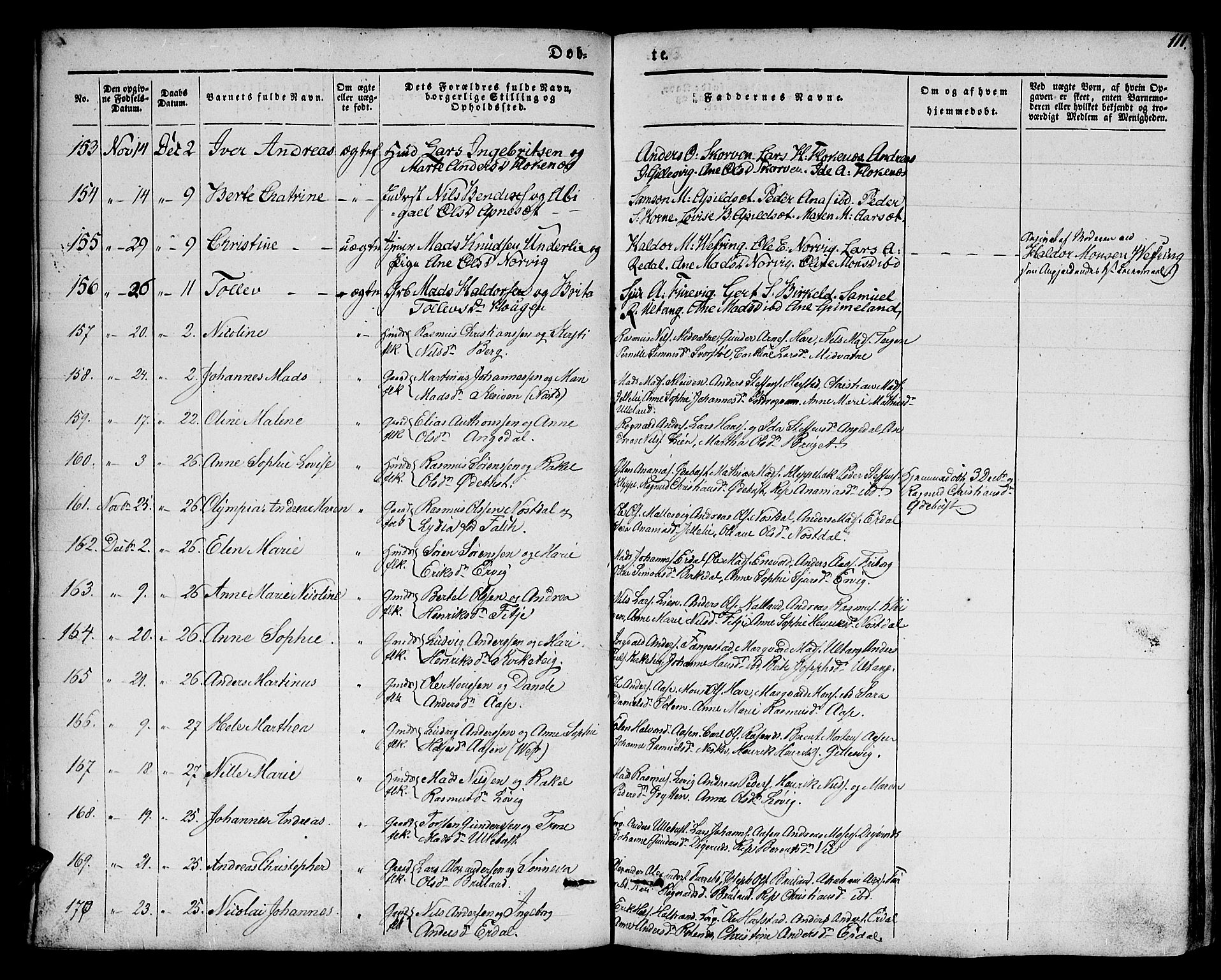 Førde sokneprestembete, AV/SAB-A-79901/H/Haa/Haaa/L0007: Parish register (official) no. A 7, 1843-1860, p. 111