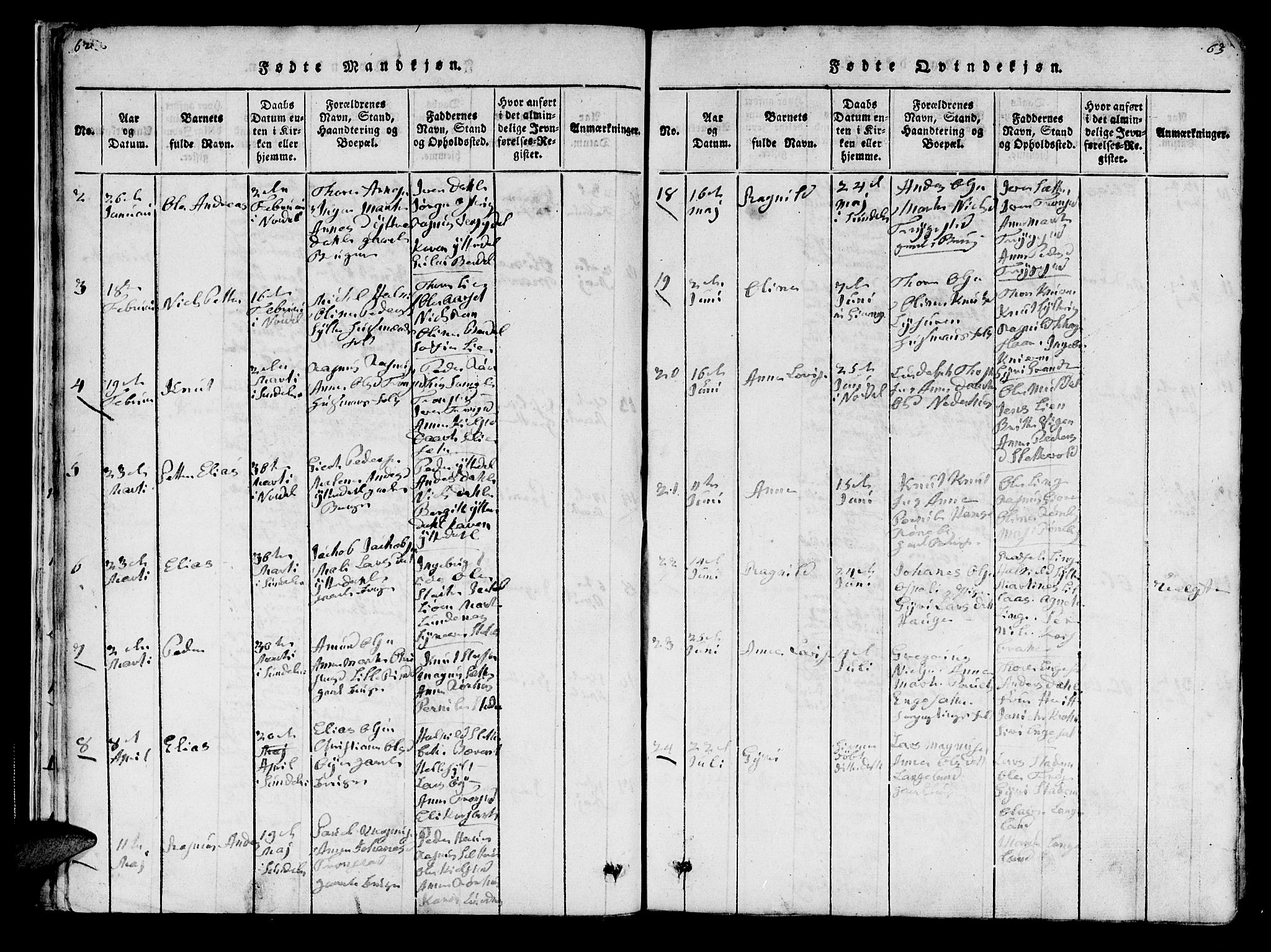 Ministerialprotokoller, klokkerbøker og fødselsregistre - Møre og Romsdal, SAT/A-1454/519/L0246: Parish register (official) no. 519A05, 1817-1834, p. 62-63