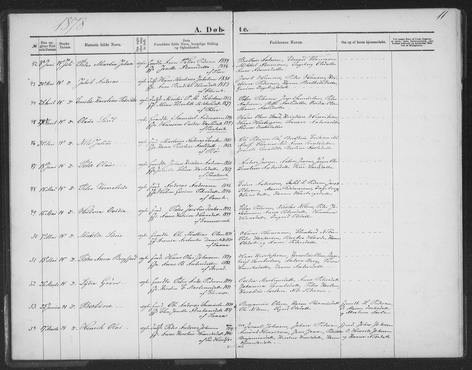 Ministerialprotokoller, klokkerbøker og fødselsregistre - Nordland, AV/SAT-A-1459/863/L0913: Parish register (copy) no. 863C03, 1877-1885, p. 11