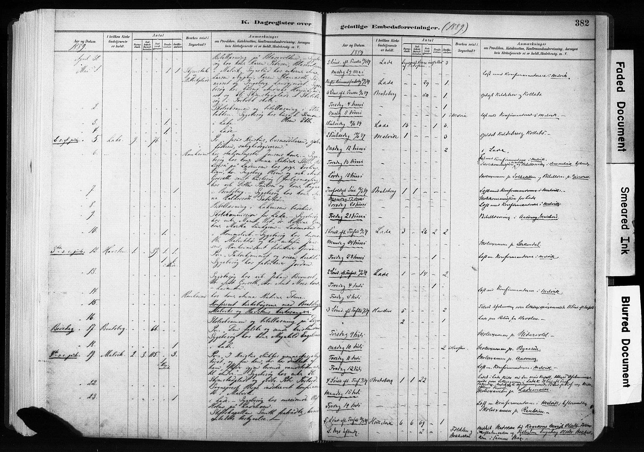 Ministerialprotokoller, klokkerbøker og fødselsregistre - Sør-Trøndelag, AV/SAT-A-1456/606/L0300: Parish register (official) no. 606A15, 1886-1893, p. 382