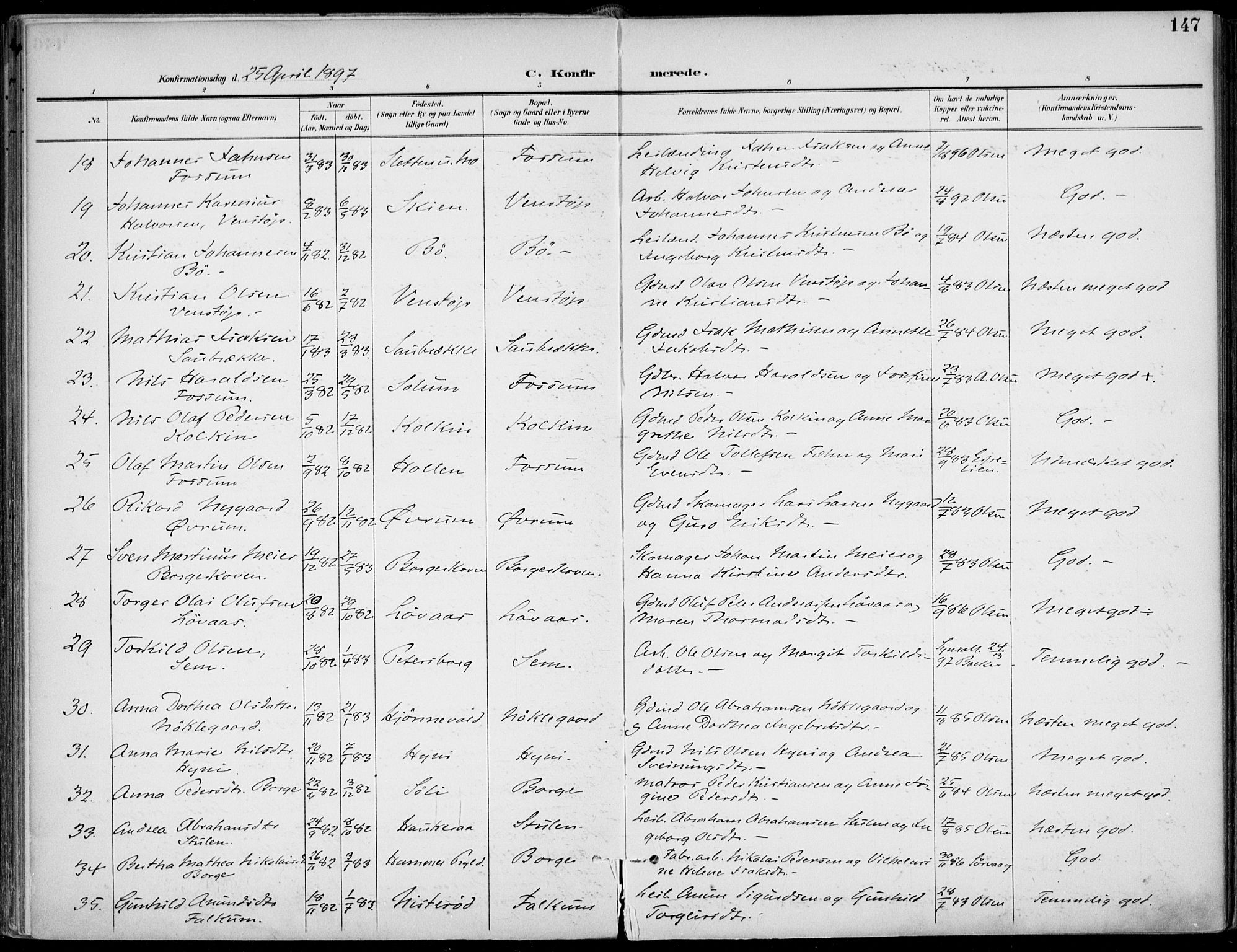 Gjerpen kirkebøker, SAKO/A-265/F/Fa/L0011: Parish register (official) no. I 11, 1896-1904, p. 147