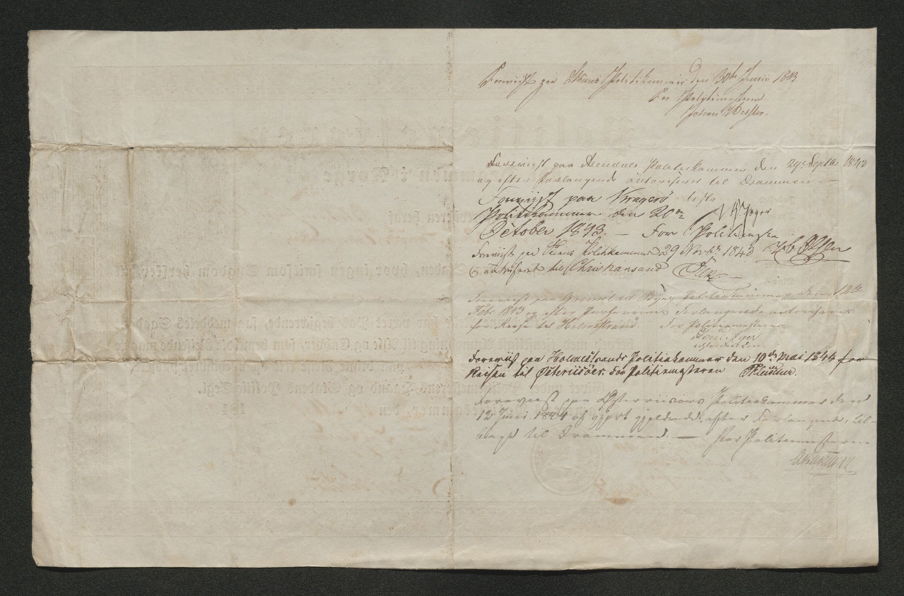 Drammen politikammer, SAKO/A-623/I/Ia/Iab/L0007: Innleverte pass, 1843-1844, p. 633