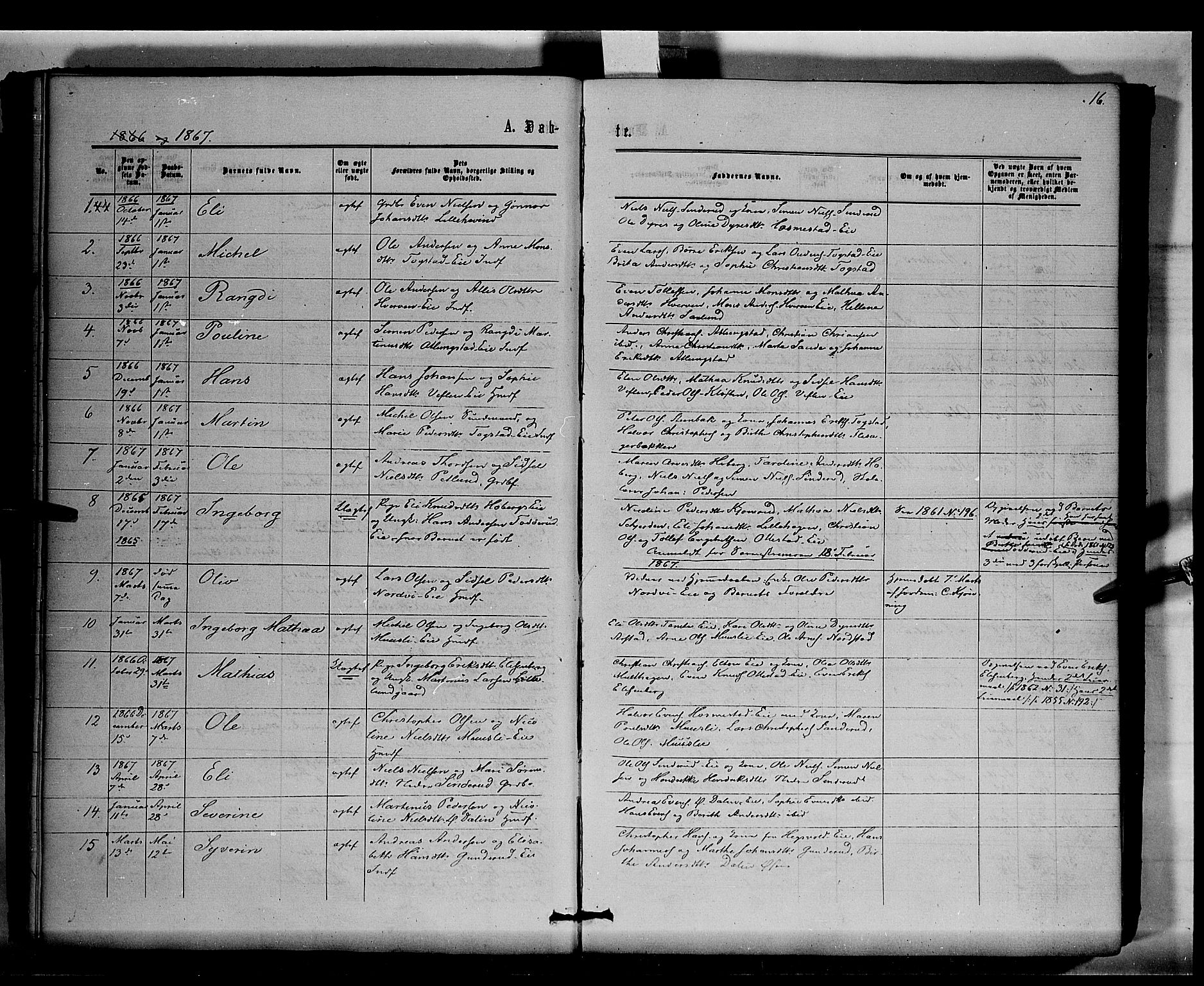 Stange prestekontor, SAH/PREST-002/K/L0015: Parish register (official) no. 15, 1862-1879, p. 16