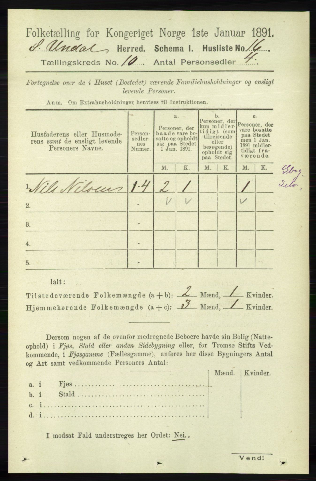 RA, 1891 census for 1029 Sør-Audnedal, 1891, p. 4298