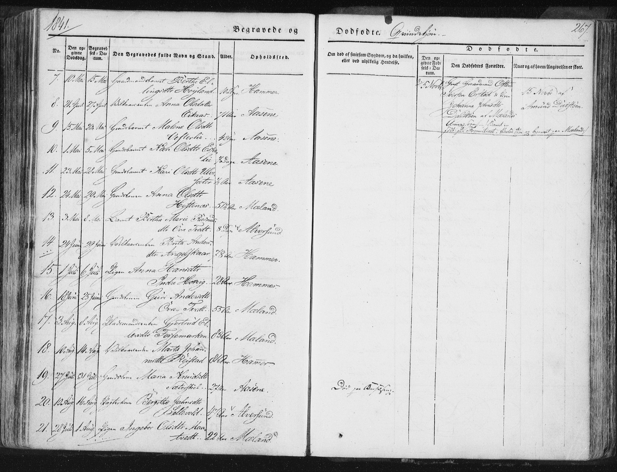 Hamre sokneprestembete, AV/SAB-A-75501/H/Ha/Haa/Haaa/L0012: Parish register (official) no. A 12, 1834-1845, p. 267