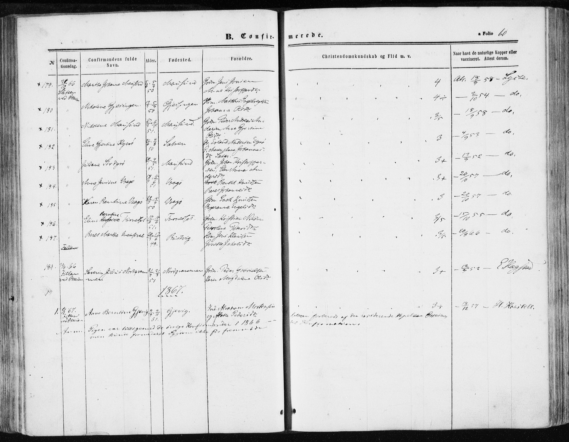 Ministerialprotokoller, klokkerbøker og fødselsregistre - Sør-Trøndelag, SAT/A-1456/634/L0531: Parish register (official) no. 634A07, 1861-1870, p. 60