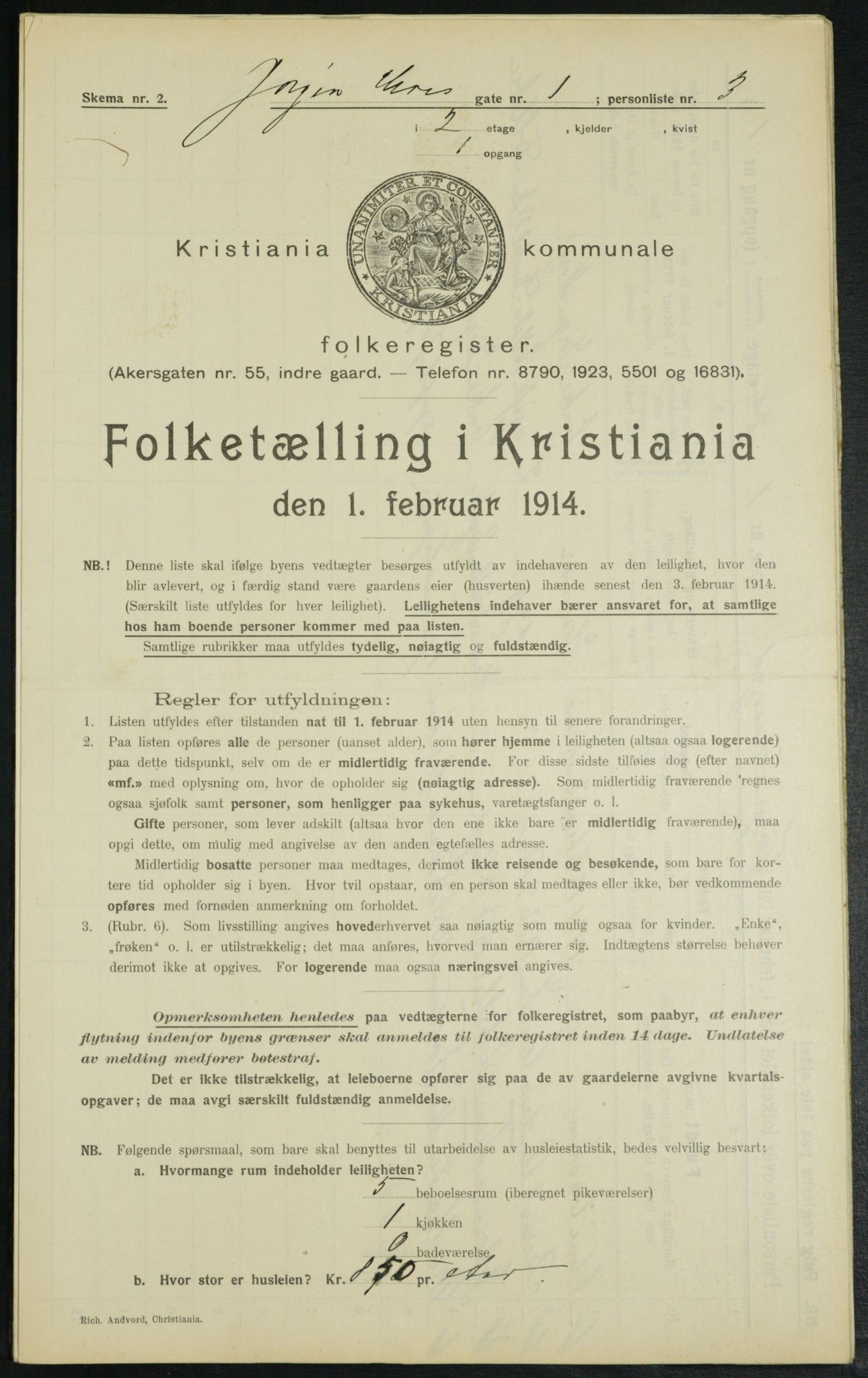 OBA, Municipal Census 1914 for Kristiania, 1914, p. 47679