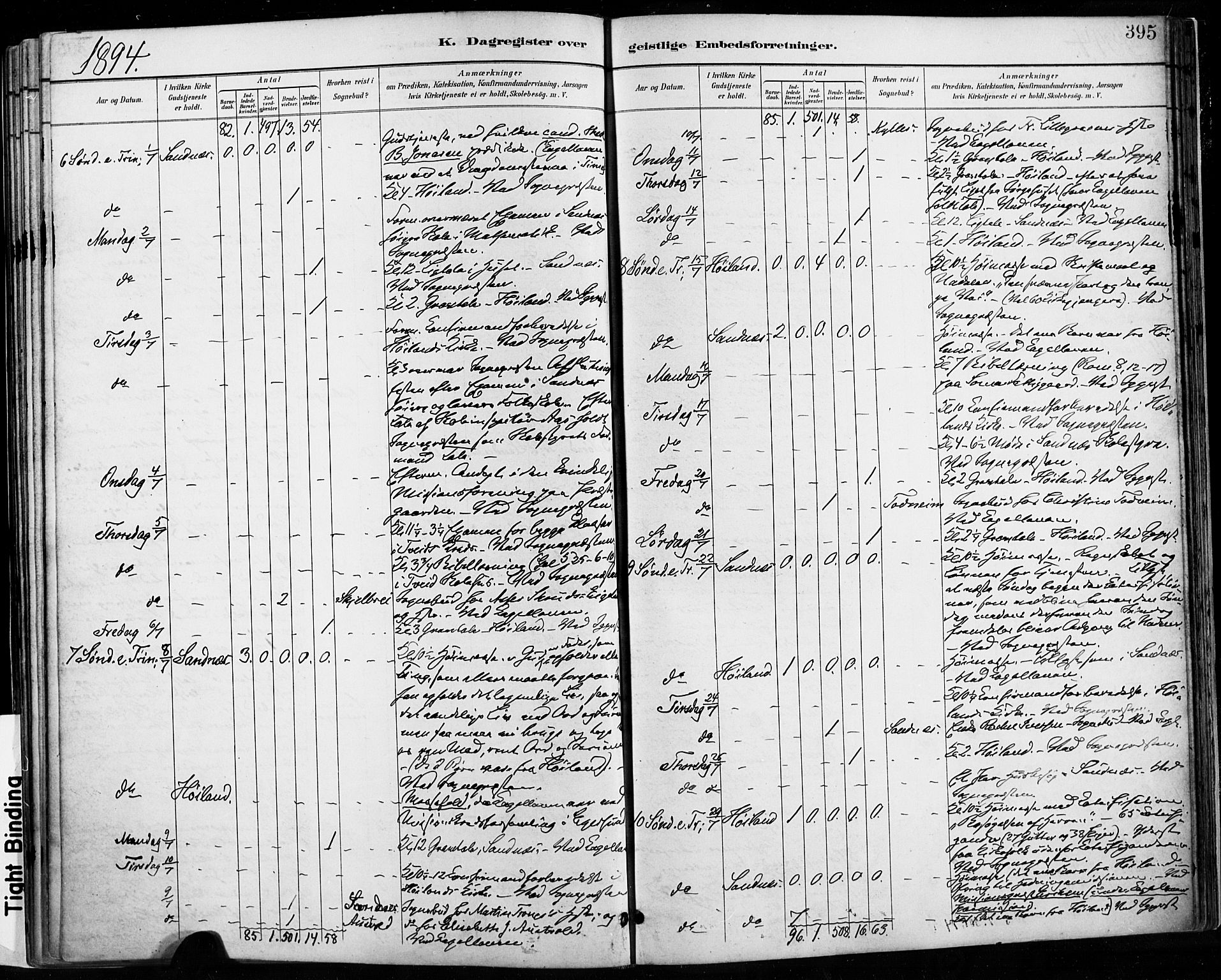 Høyland sokneprestkontor, AV/SAST-A-101799/001/30BA/L0013: Parish register (official) no. A 13.2, 1889-1898, p. 395