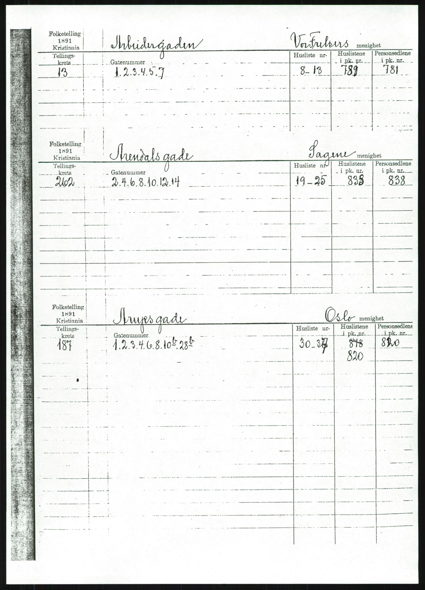 RA, 1891 census for 0301 Kristiania, 1891, p. 6