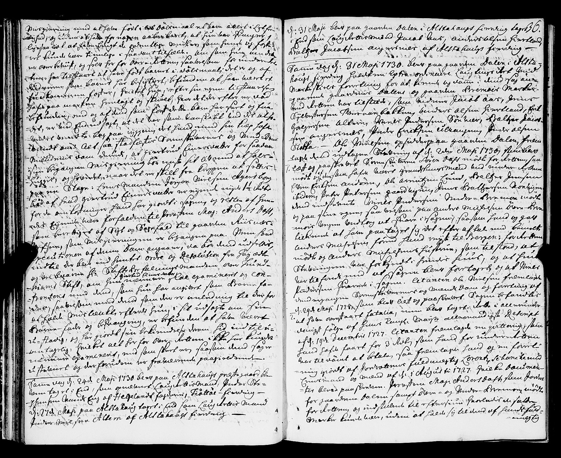 Nordland og Finnmarks lagstol, AV/SAT-A-5608/X/L0006: Justisprotokoll, 1730-1740, p. 35b-36a