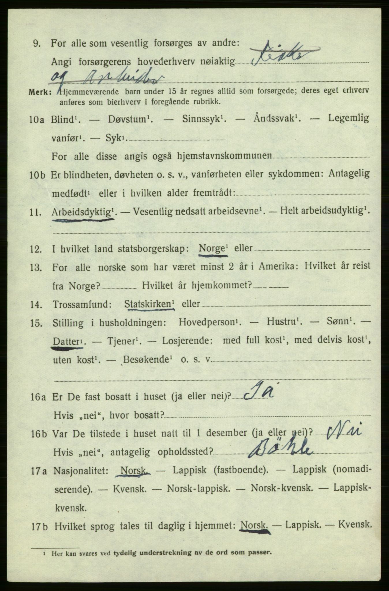 SATØ, 1920 census for Hasvik, 1920, p. 3158