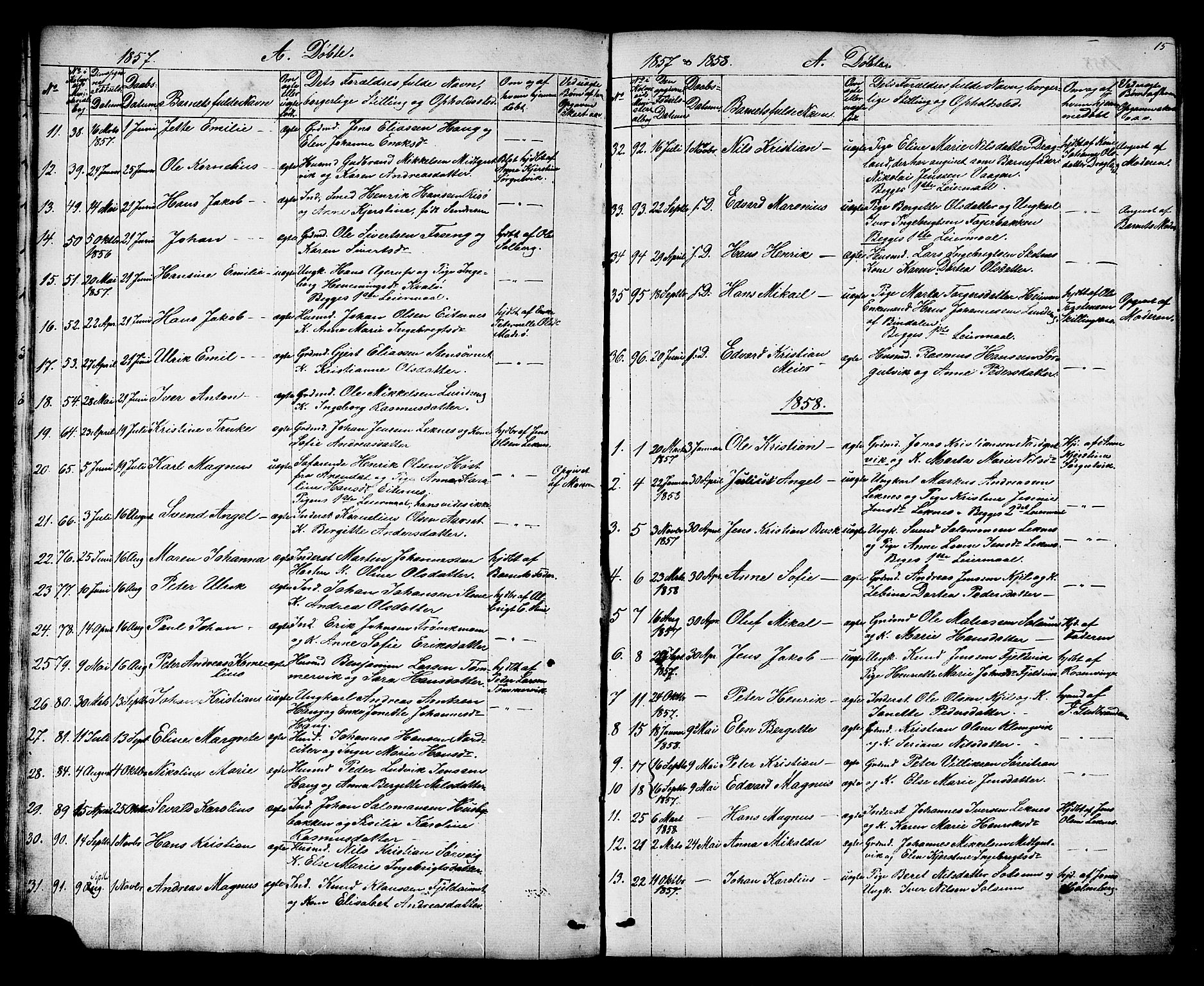 Ministerialprotokoller, klokkerbøker og fødselsregistre - Nord-Trøndelag, SAT/A-1458/788/L0695: Parish register (official) no. 788A02, 1843-1862, p. 15