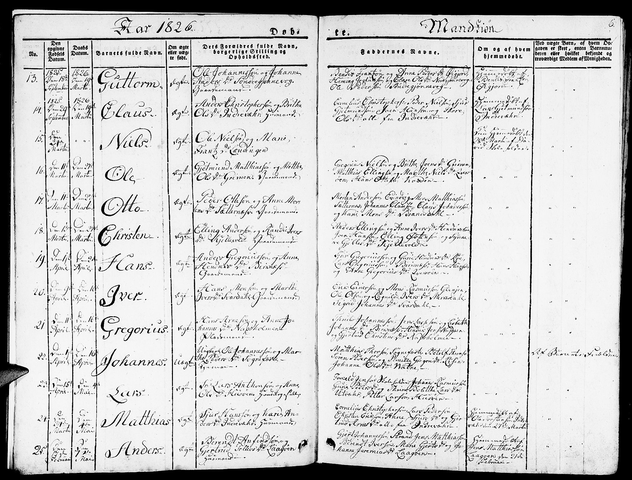 Gulen sokneprestembete, AV/SAB-A-80201/H/Haa/Haaa/L0019: Parish register (official) no. A 19, 1826-1836, p. 6