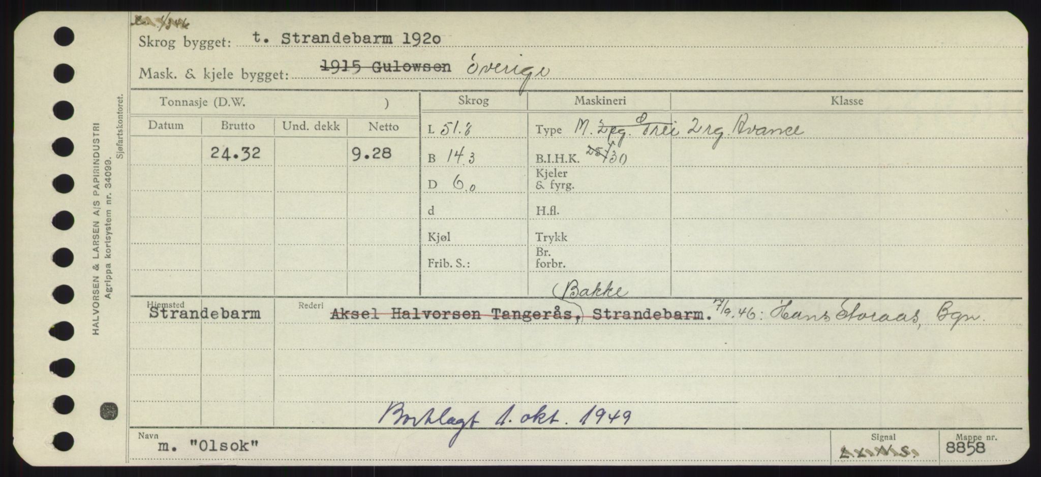 Sjøfartsdirektoratet med forløpere, Skipsmålingen, RA/S-1627/H/Hd/L0028: Fartøy, O, p. 237