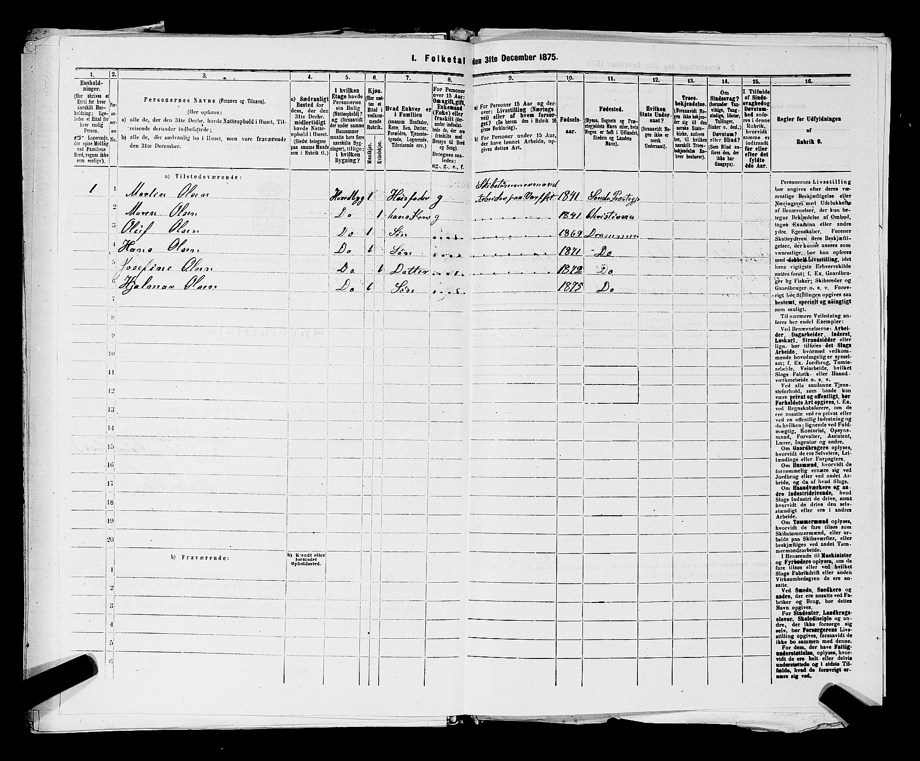 SAKO, 1875 census for 0602 Drammen, 1875, p. 3302
