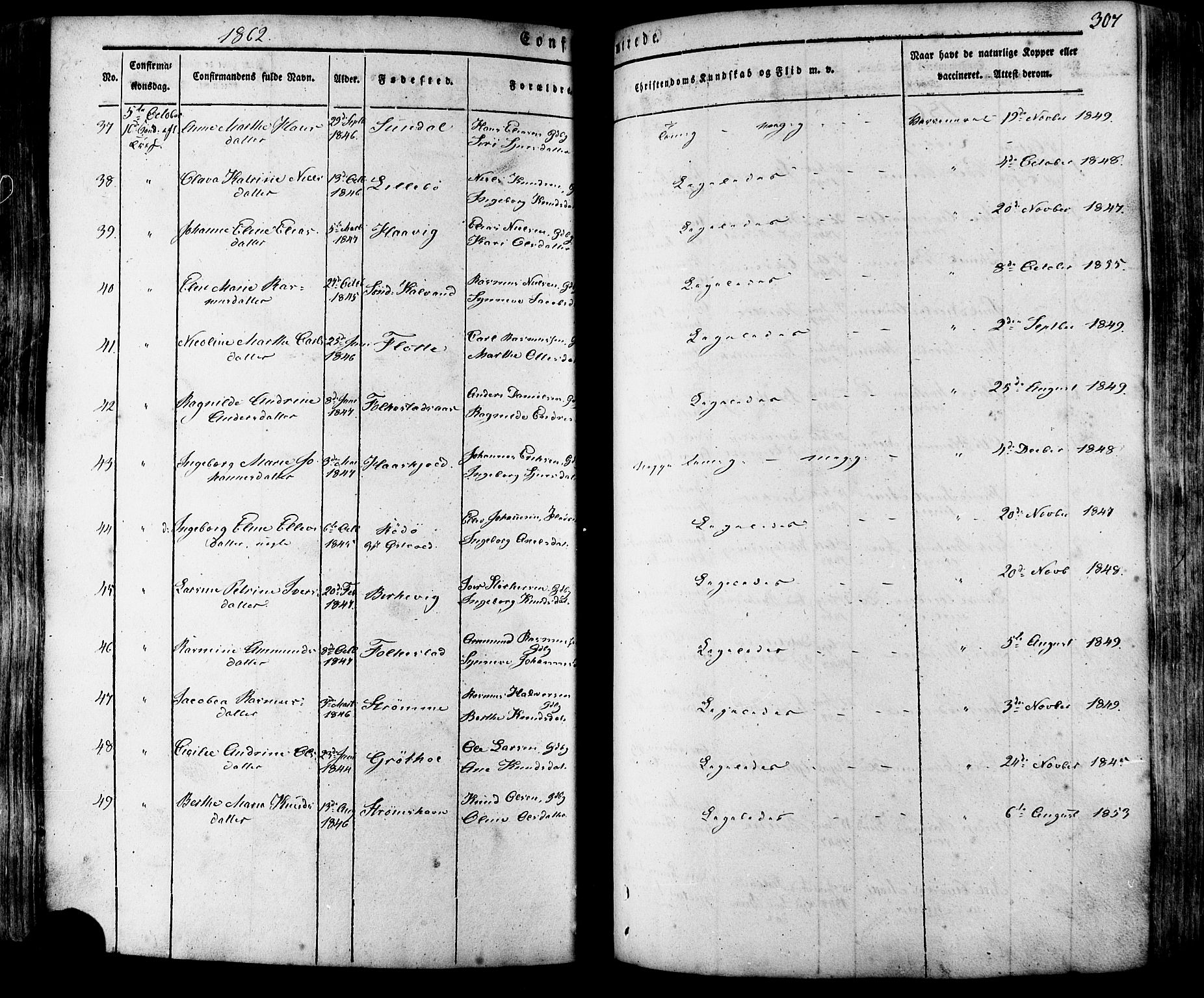 Ministerialprotokoller, klokkerbøker og fødselsregistre - Møre og Romsdal, AV/SAT-A-1454/511/L0140: Parish register (official) no. 511A07, 1851-1878, p. 307