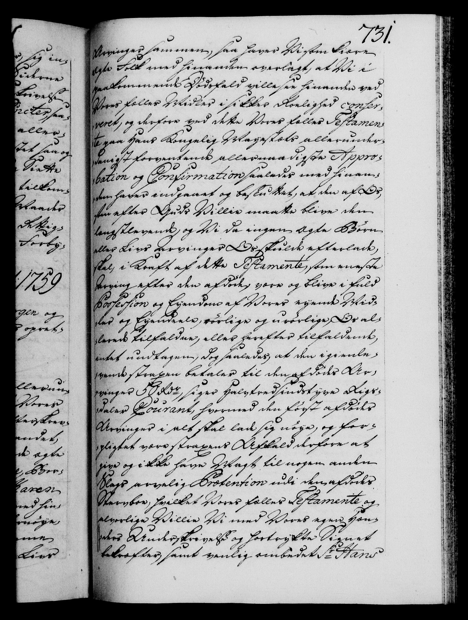 Danske Kanselli 1572-1799, RA/EA-3023/F/Fc/Fca/Fcaa/L0040: Norske registre, 1757-1759, p. 731a