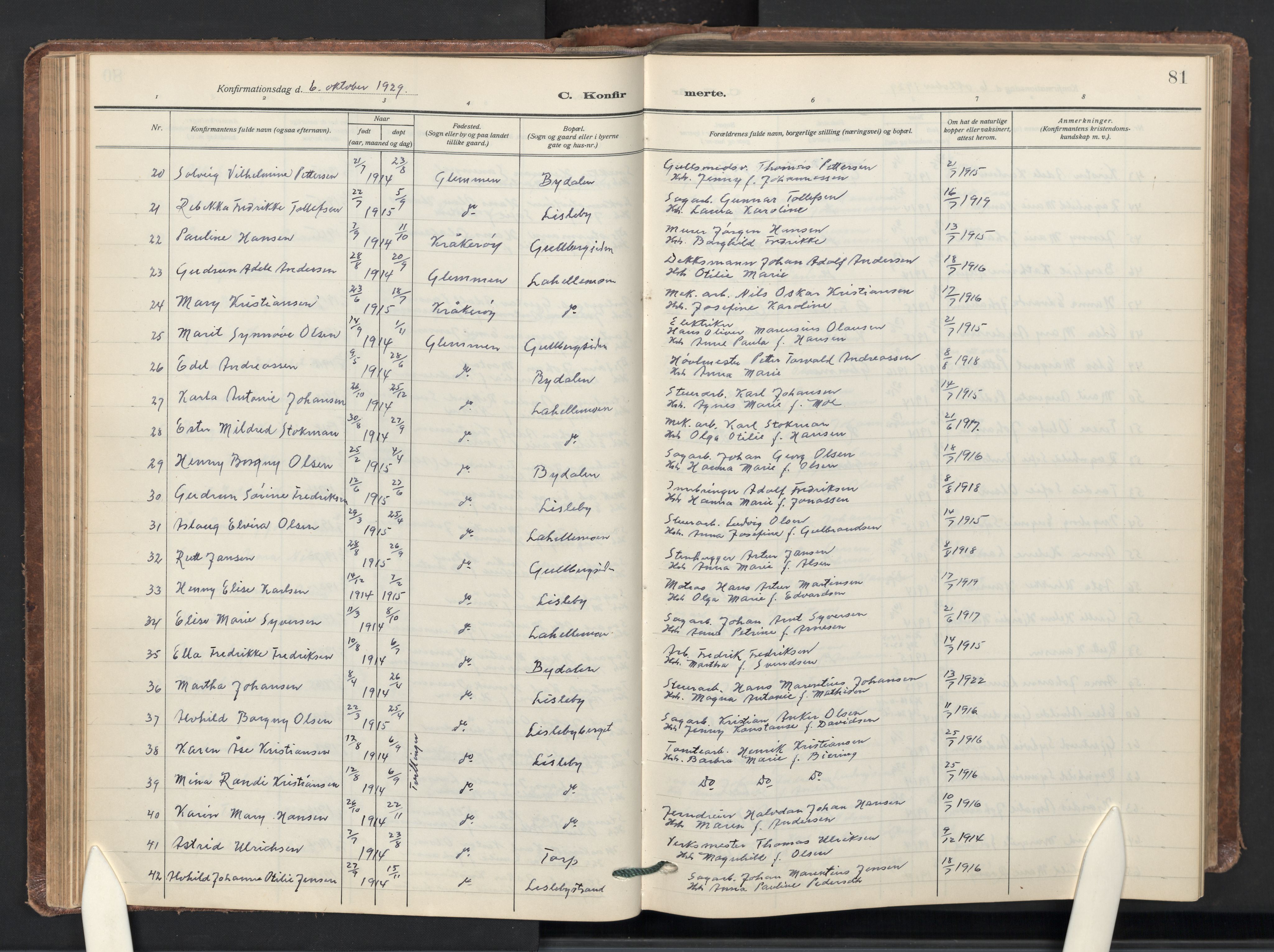 Glemmen prestekontor Kirkebøker, AV/SAO-A-10908/G/Ga/L0008: Parish register (copy) no. 8, 1923-1956, p. 81