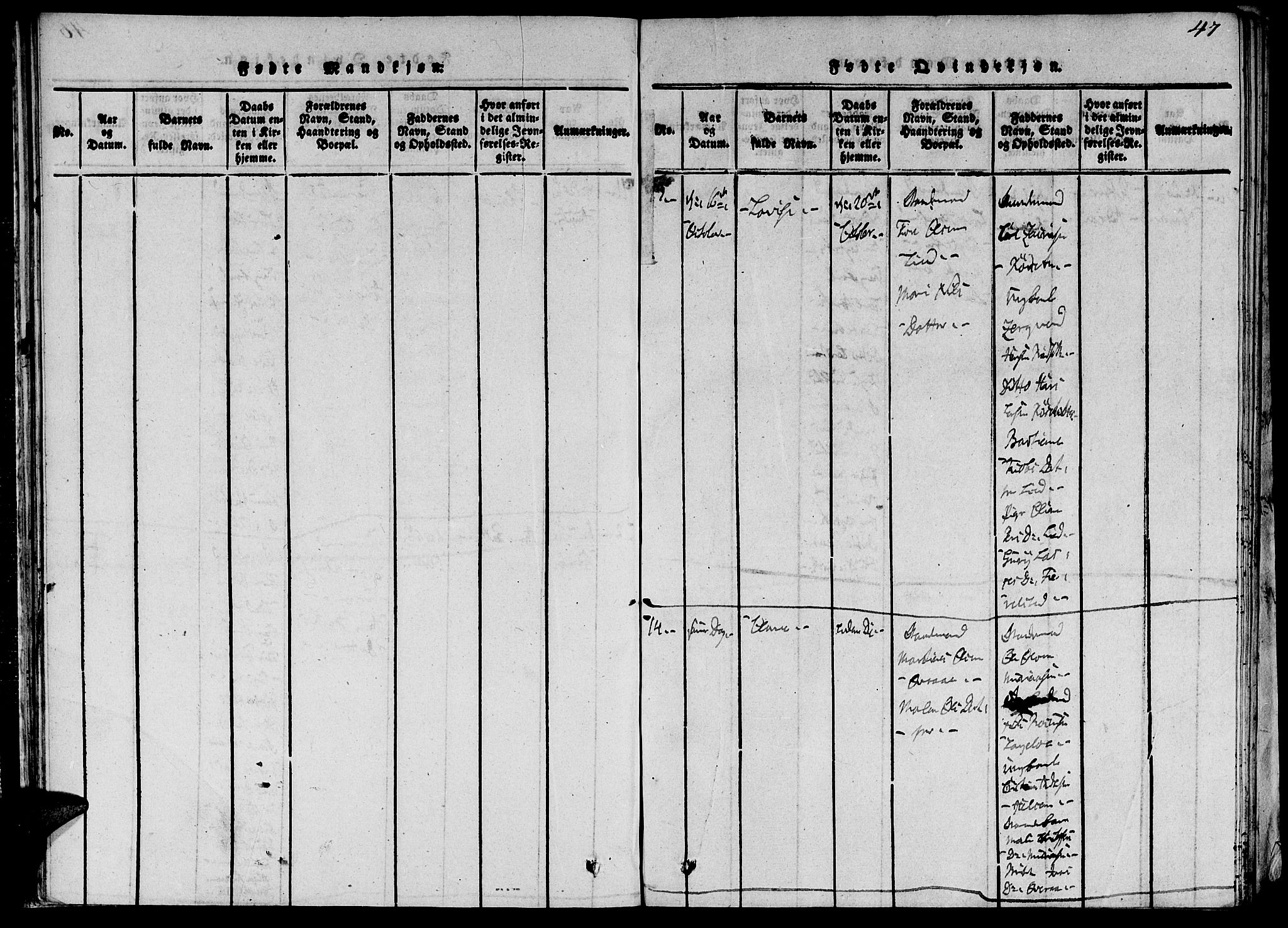 Ministerialprotokoller, klokkerbøker og fødselsregistre - Møre og Romsdal, AV/SAT-A-1454/520/L0273: Parish register (official) no. 520A03, 1817-1826, p. 47