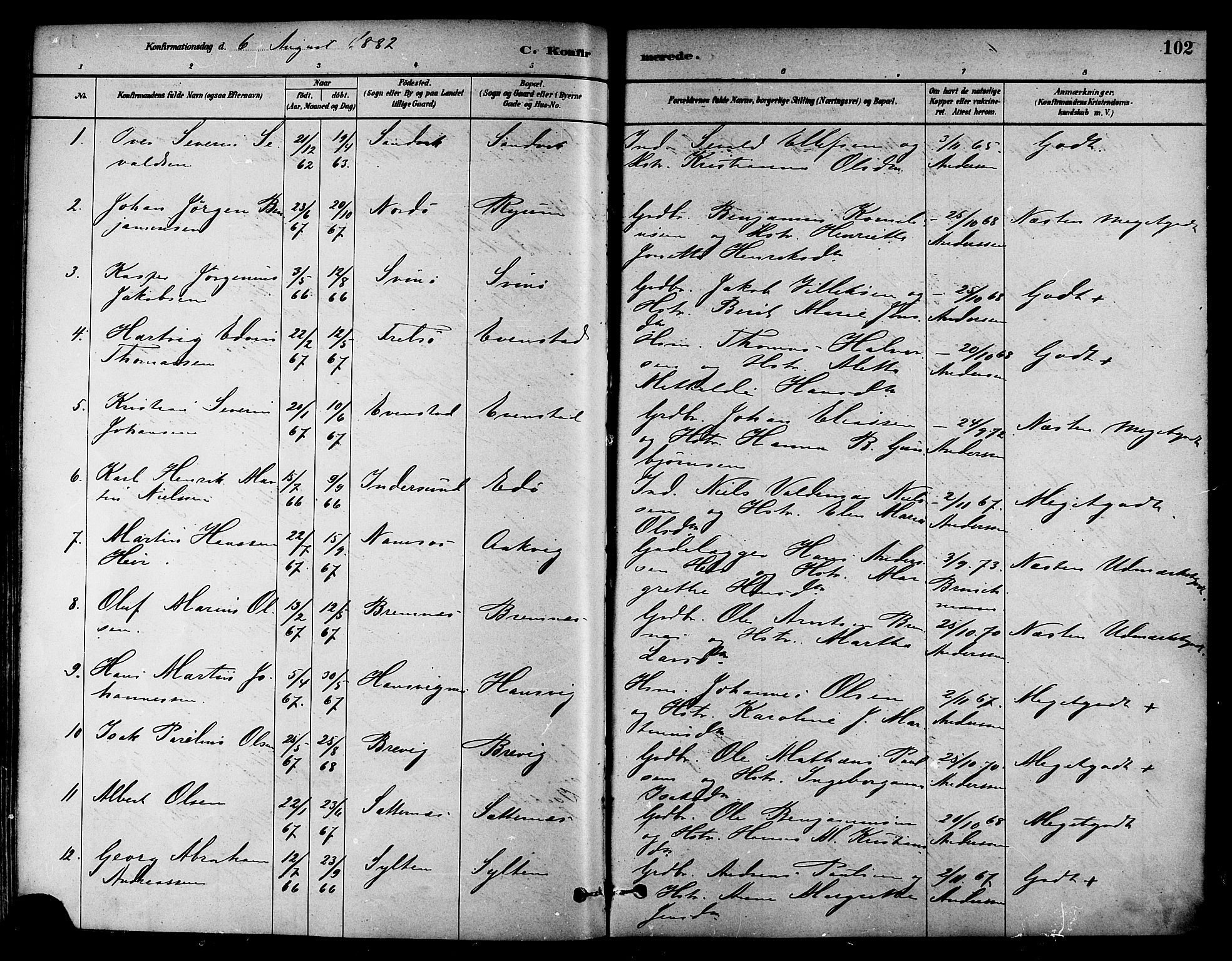 Ministerialprotokoller, klokkerbøker og fødselsregistre - Nord-Trøndelag, AV/SAT-A-1458/786/L0686: Parish register (official) no. 786A02, 1880-1887, p. 102