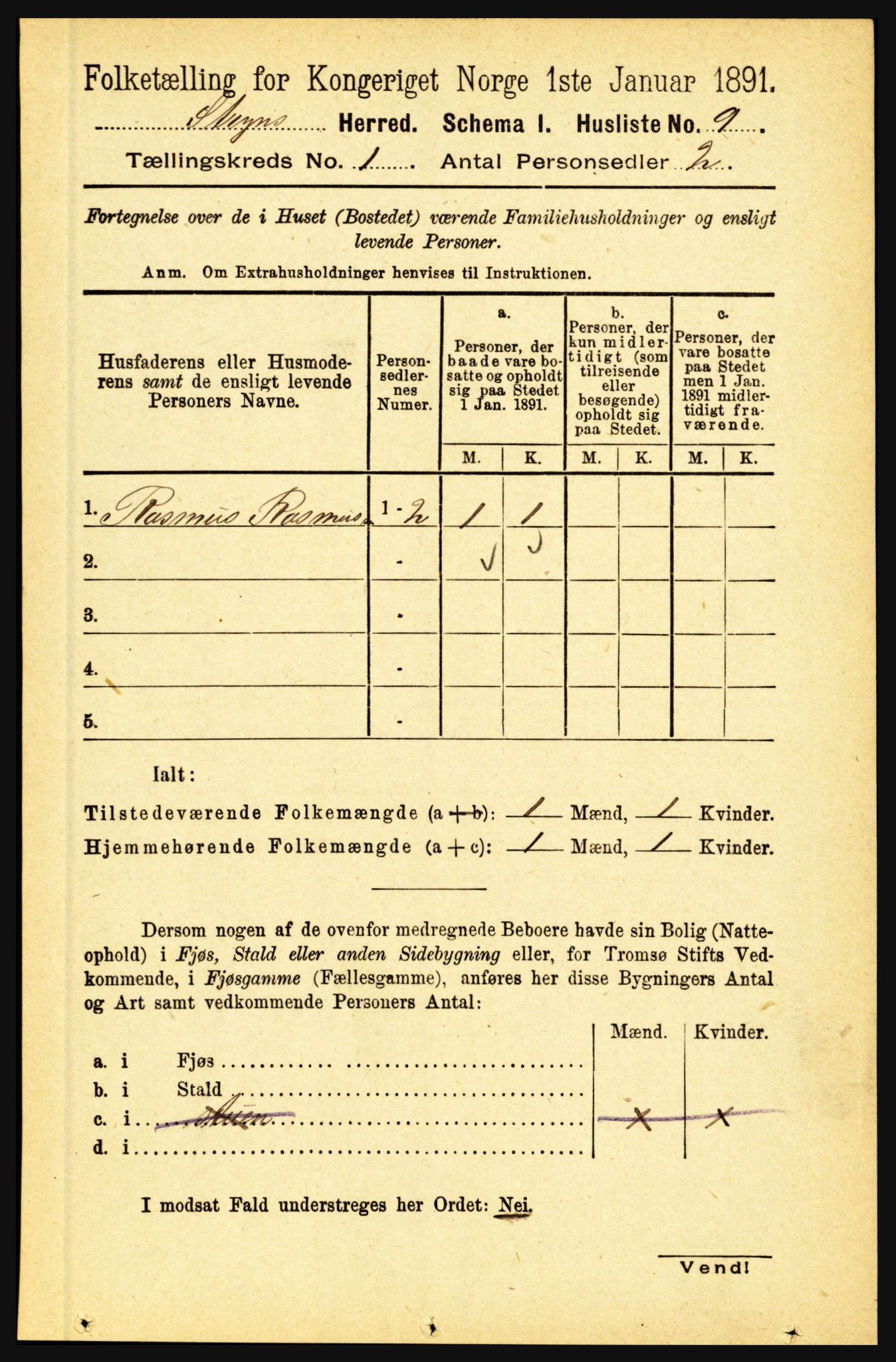 RA, 1891 census for 1448 Stryn, 1891, p. 37