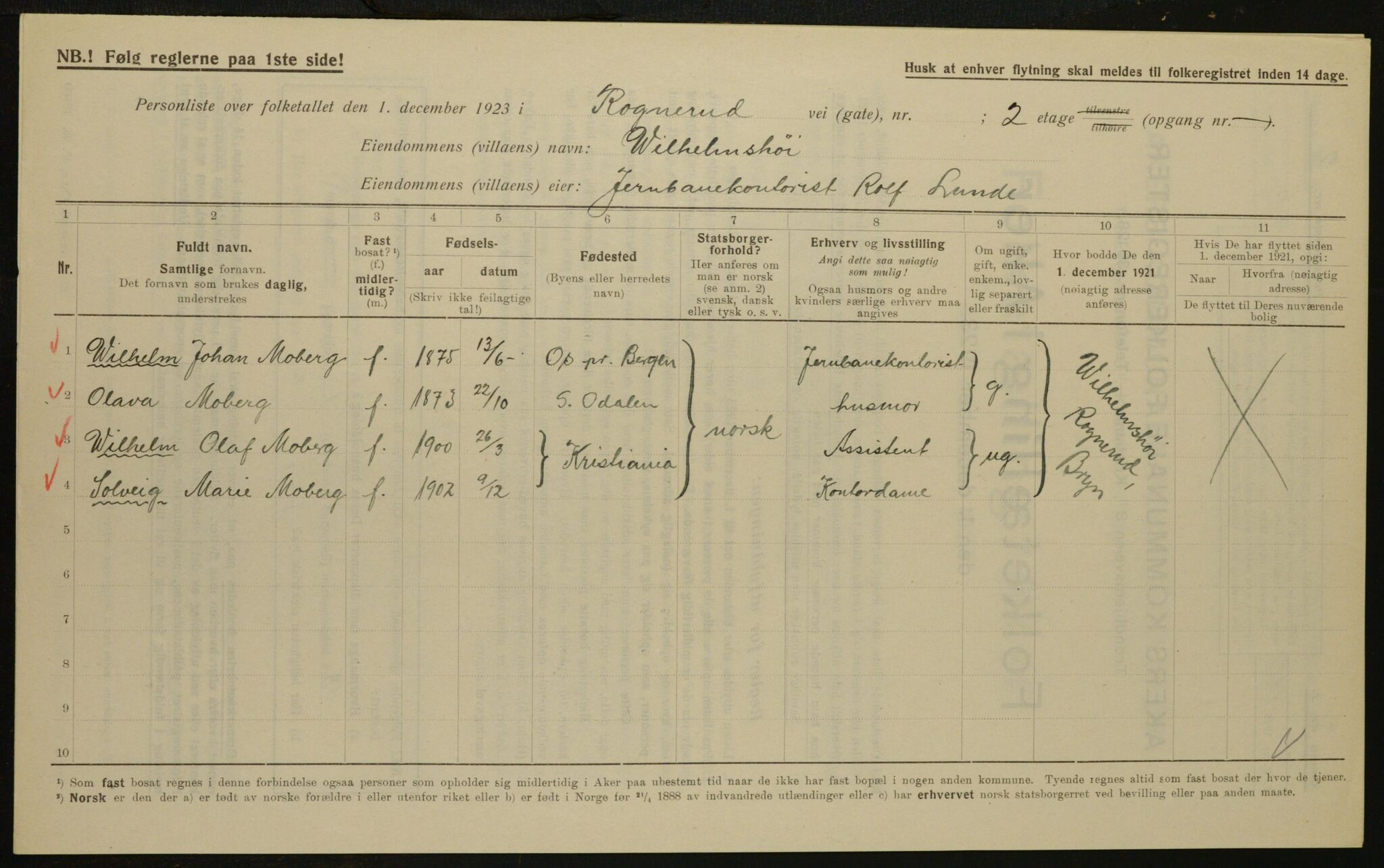 , Municipal Census 1923 for Aker, 1923, p. 29925