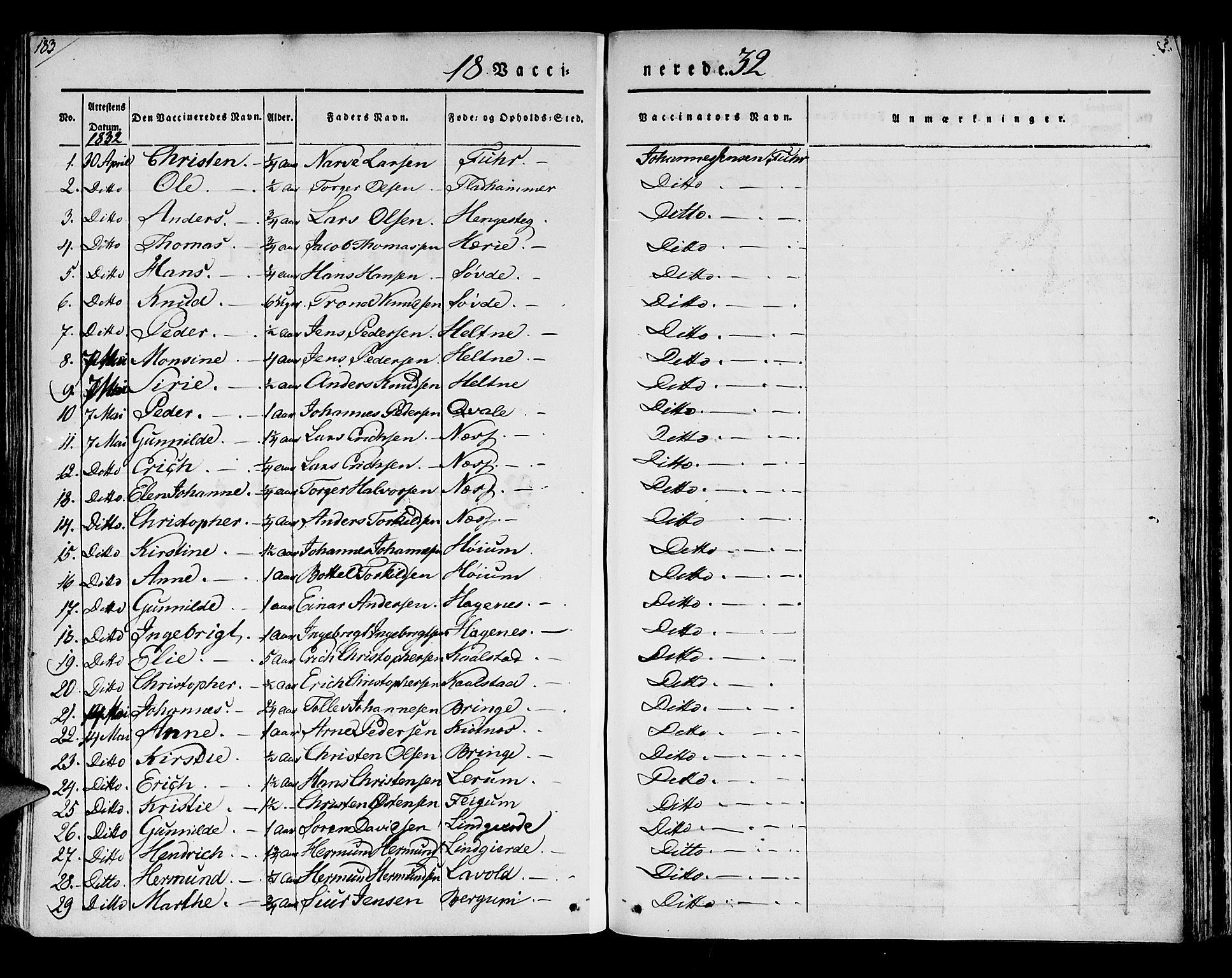 Luster sokneprestembete, AV/SAB-A-81101/H/Haa/Haaa/L0005: Parish register (official) no. A 5, 1831-1841, p. 183