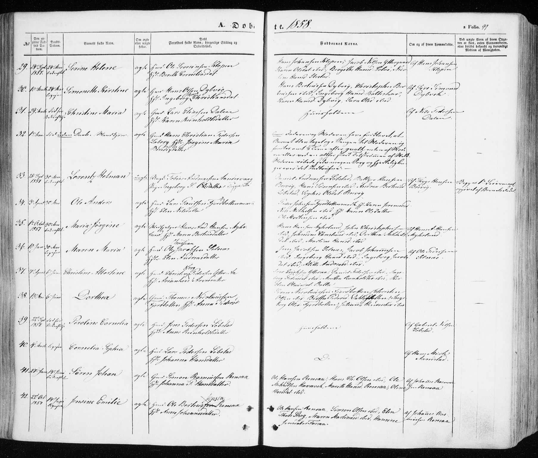 Ibestad sokneprestembete, SATØ/S-0077/H/Ha/Haa/L0008kirke: Parish register (official) no. 8, 1850-1859, p. 99