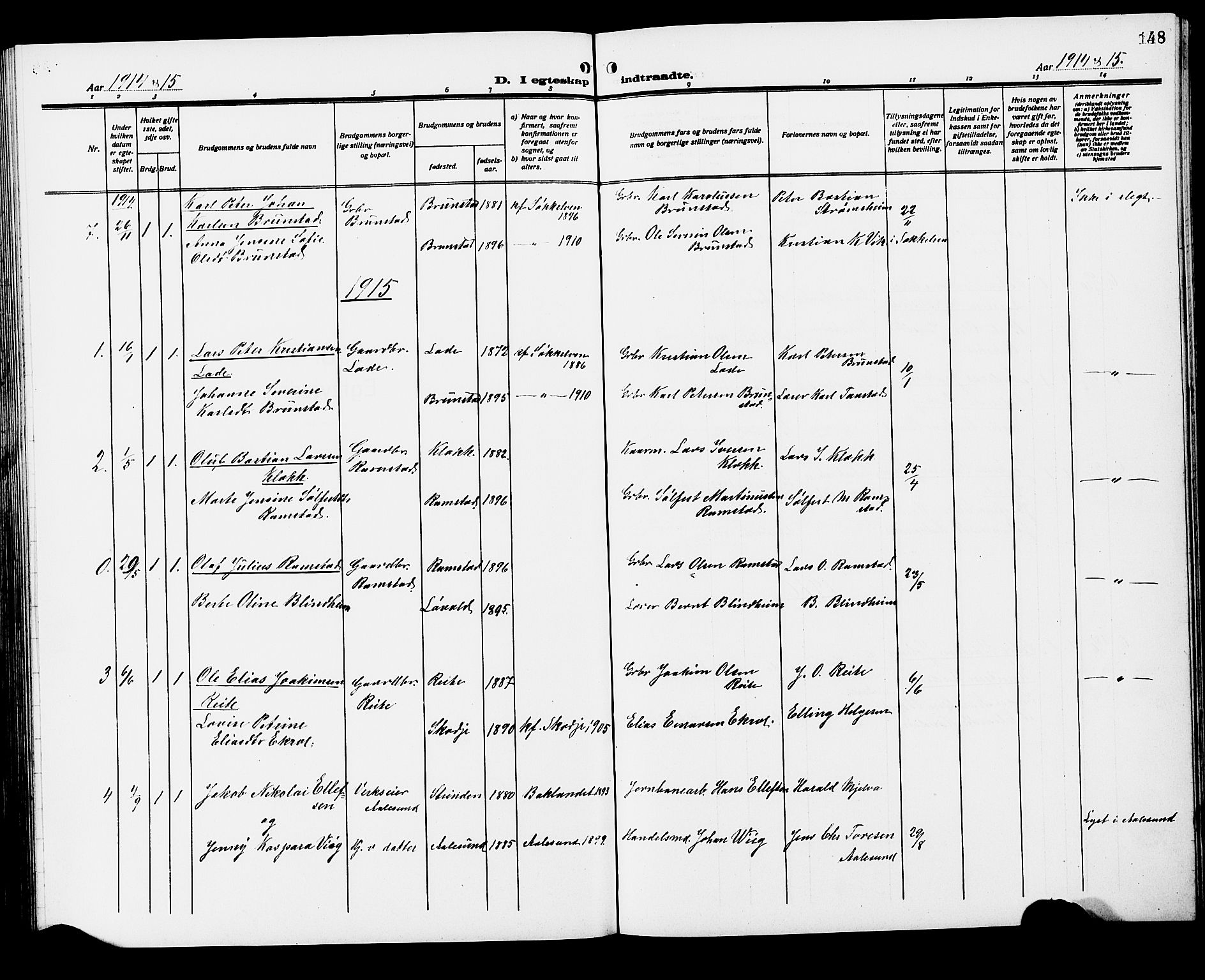 Ministerialprotokoller, klokkerbøker og fødselsregistre - Møre og Romsdal, AV/SAT-A-1454/522/L0328: Parish register (copy) no. 522C07, 1909-1925, p. 148