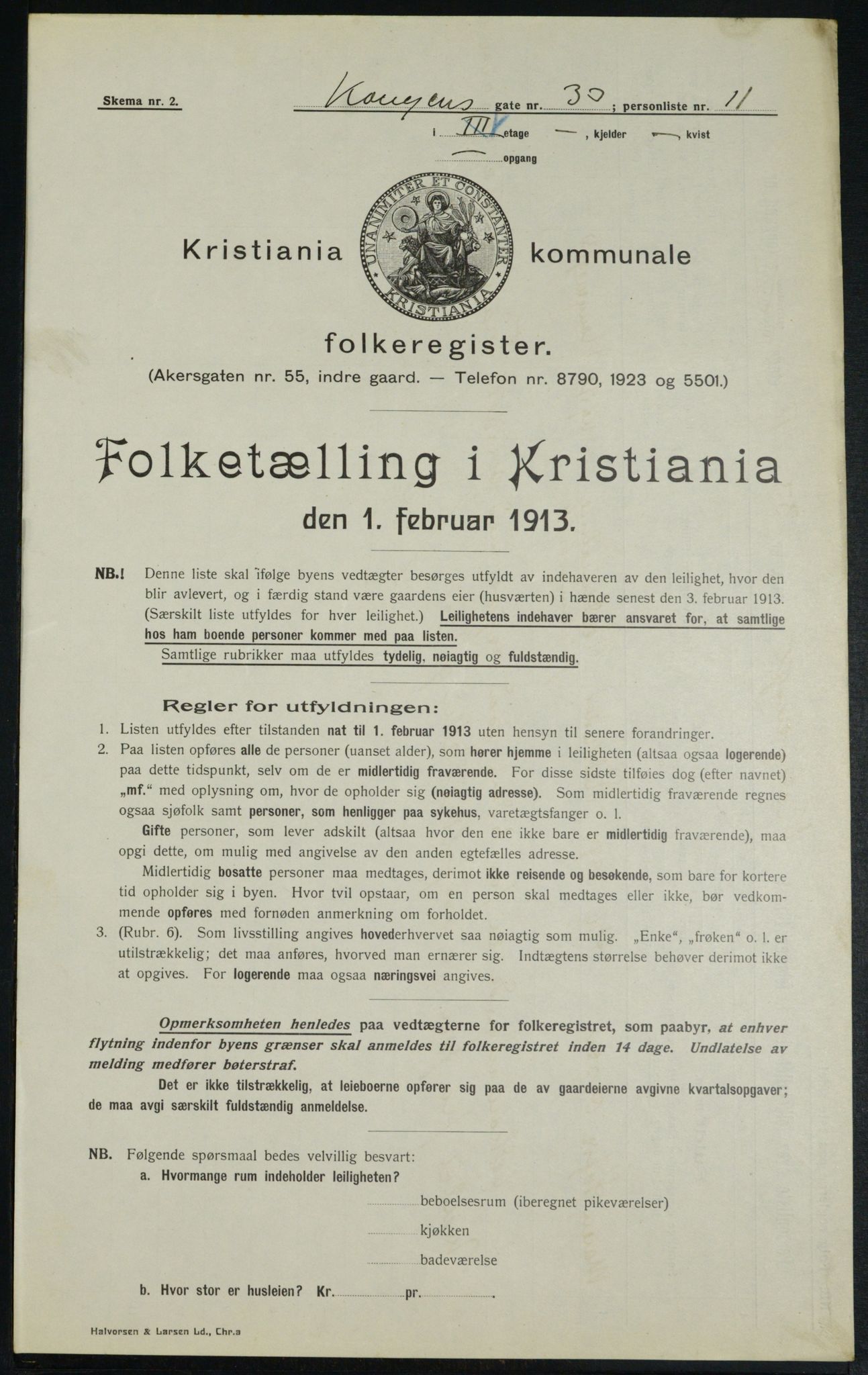 OBA, Municipal Census 1913 for Kristiania, 1913, p. 52374