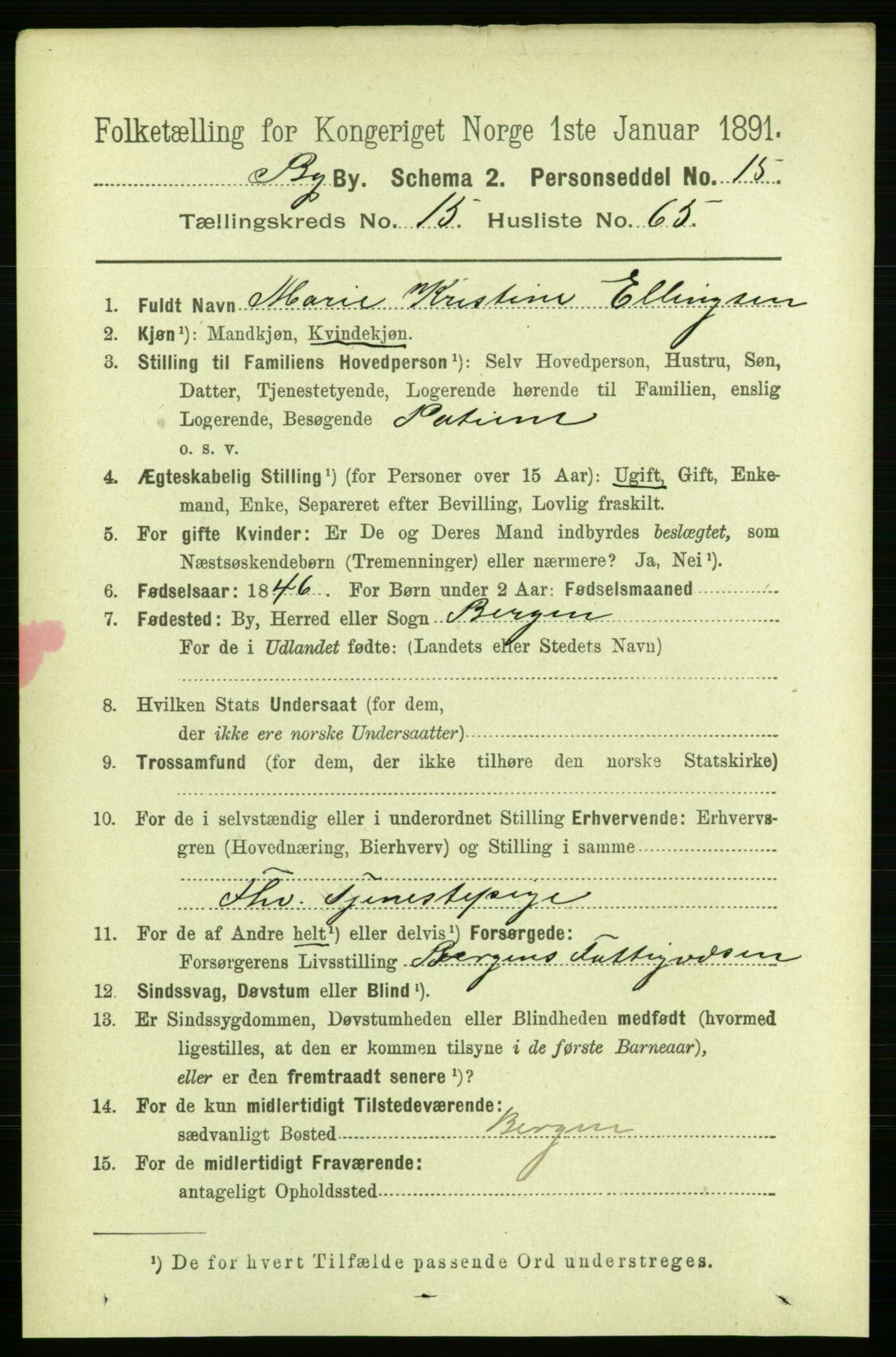 RA, 1891 Census for 1301 Bergen, 1891, p. 25028