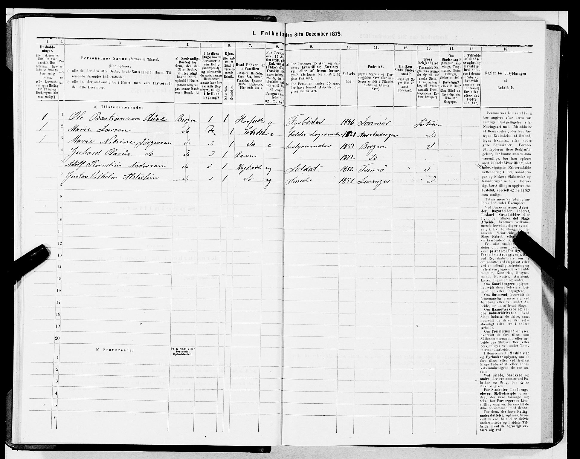 SAB, 1875 census for 1301 Bergen, 1875, p. 1582