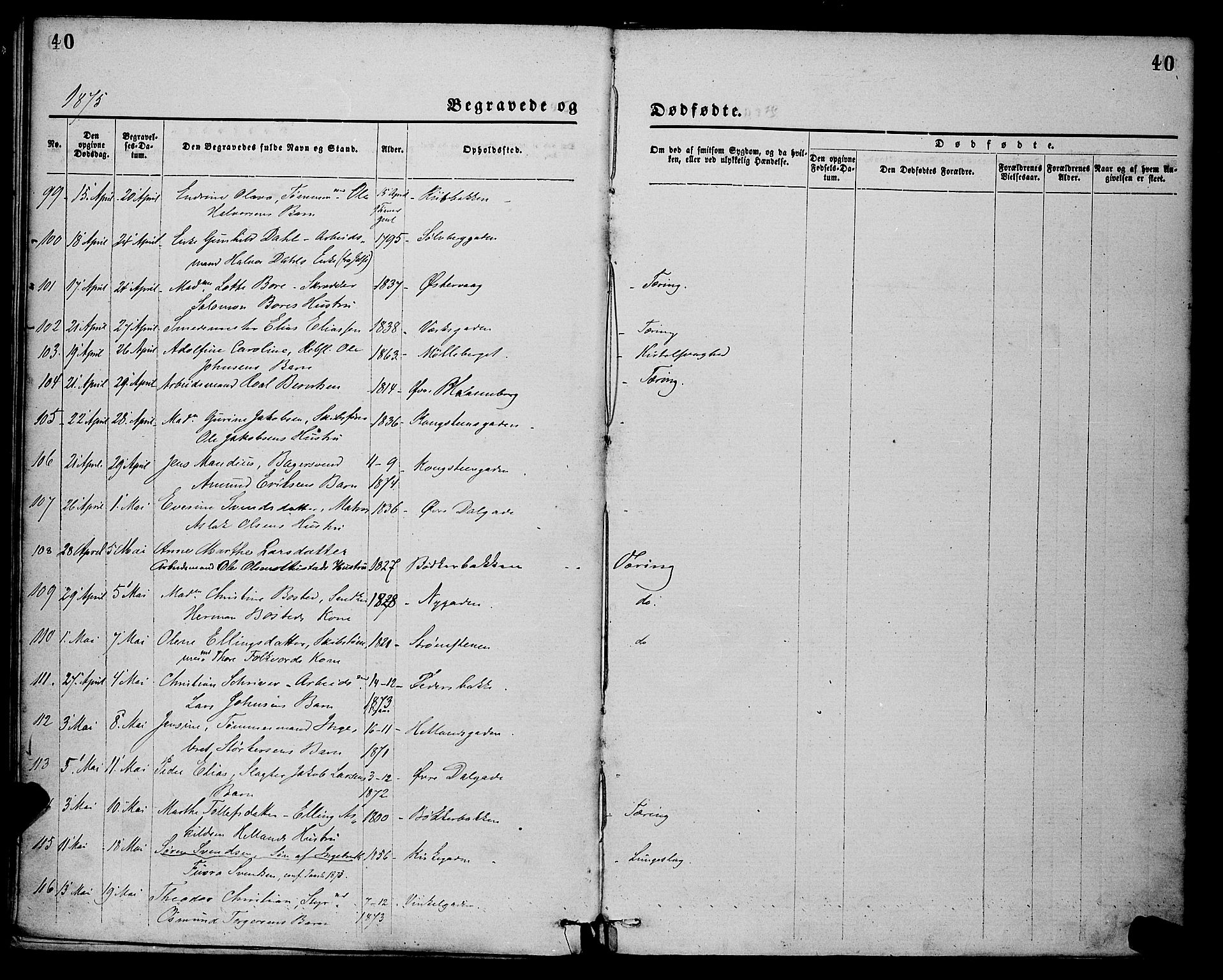 St. Petri sokneprestkontor, AV/SAST-A-101813/001/30/30BA/L0012: Parish register (official) no. A 12, 1873-1878, p. 40