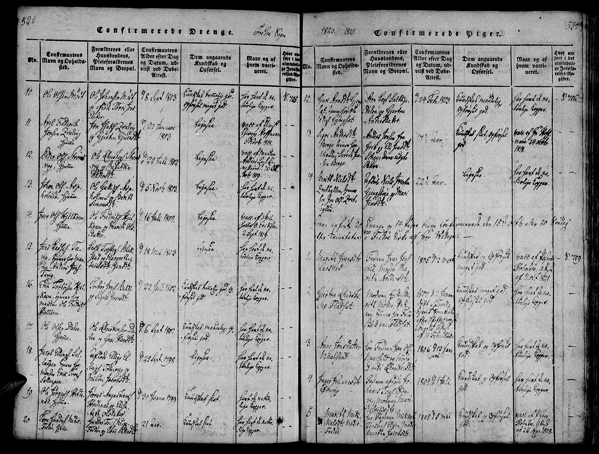 Ministerialprotokoller, klokkerbøker og fødselsregistre - Møre og Romsdal, AV/SAT-A-1454/586/L0982: Parish register (official) no. 586A08, 1819-1829, p. 526-527