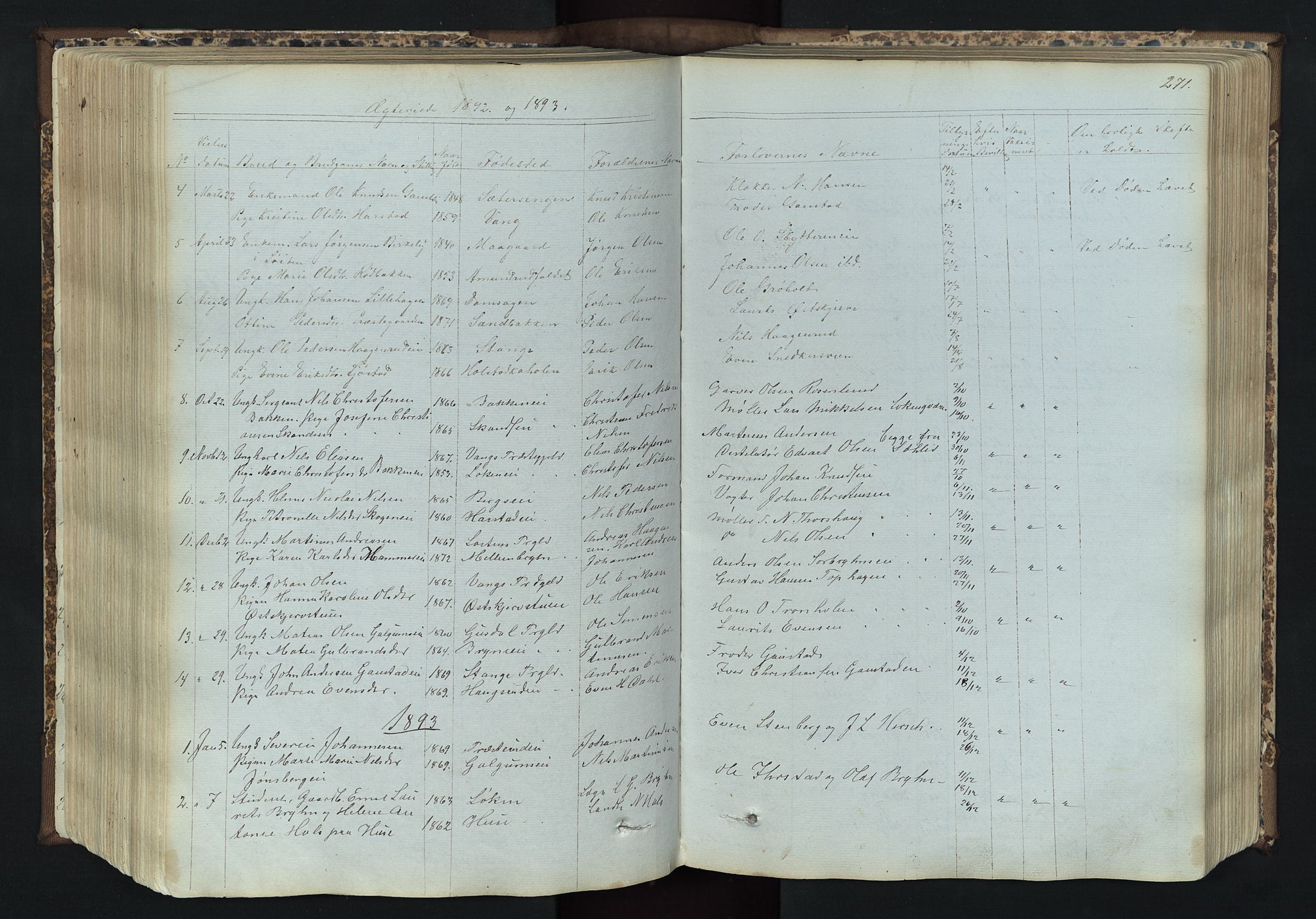 Romedal prestekontor, SAH/PREST-004/L/L0011: Parish register (copy) no. 11, 1867-1895, p. 271