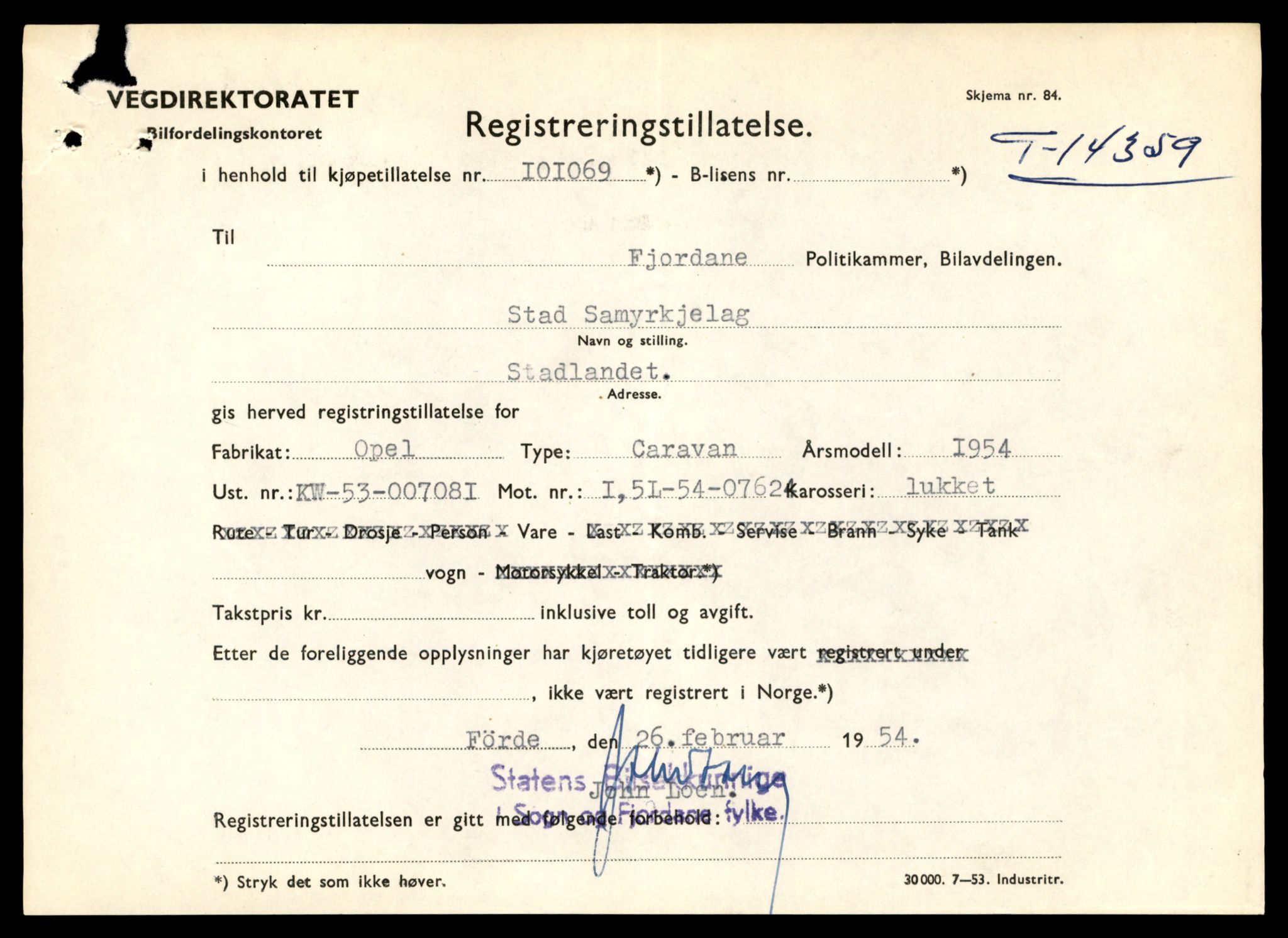 Møre og Romsdal vegkontor - Ålesund trafikkstasjon, SAT/A-4099/F/Fe/L0045: Registreringskort for kjøretøy T 14320 - T 14444, 1927-1998, p. 1145