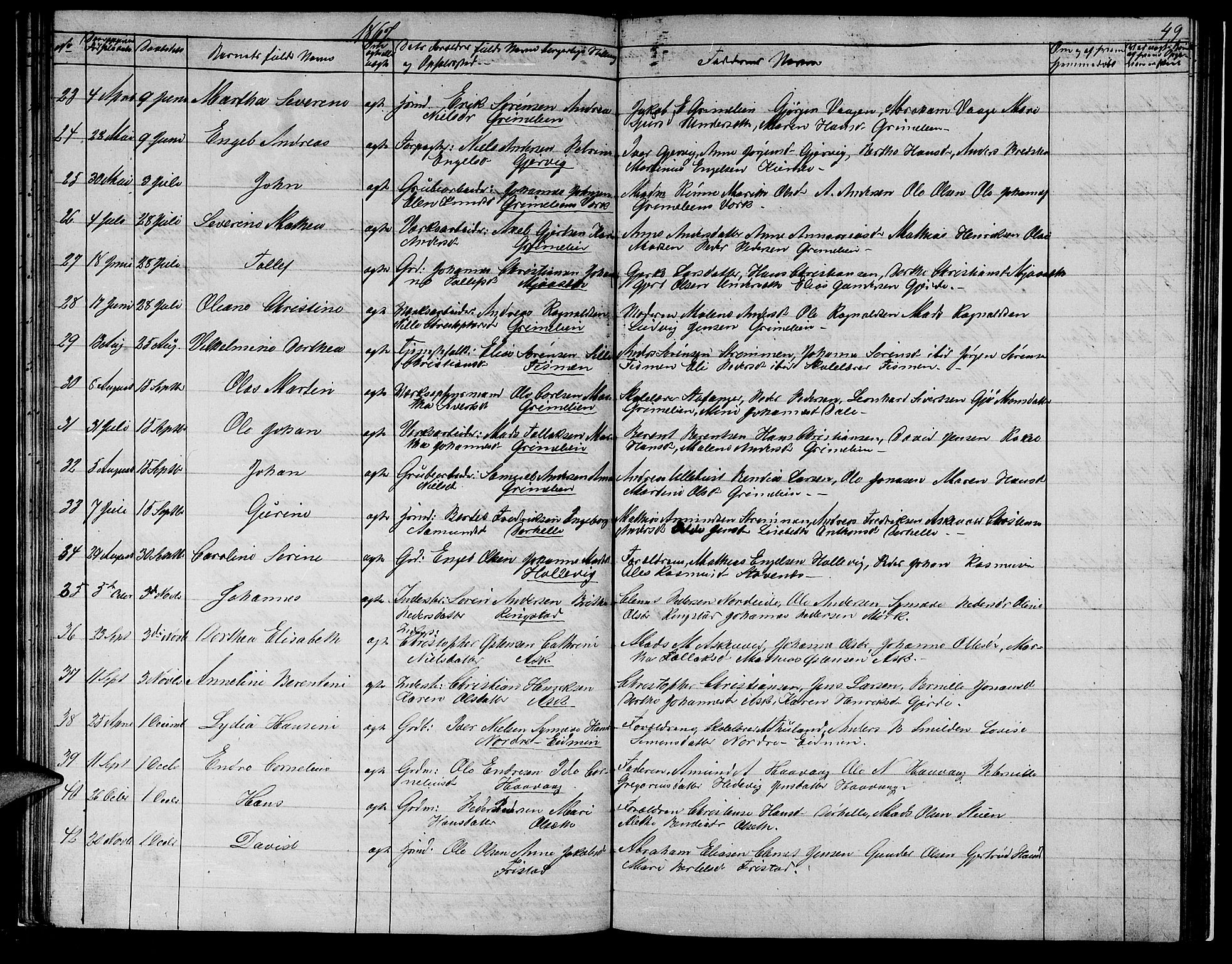 Askvoll sokneprestembete, SAB/A-79501/H/Hab/Haba/L0001: Parish register (copy) no. A 1, 1853-1872, p. 49