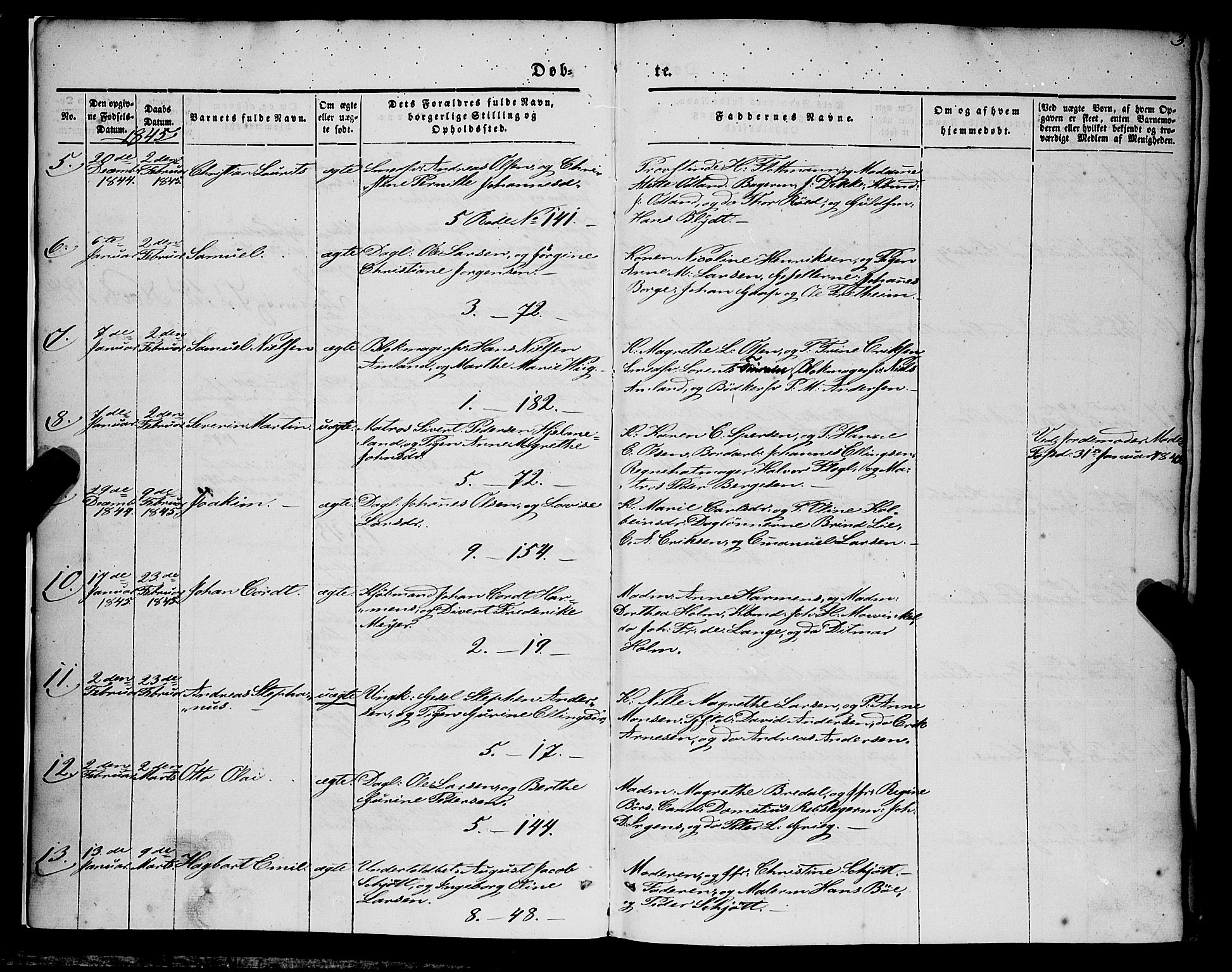 Nykirken Sokneprestembete, SAB/A-77101/H/Haa/L0014: Parish register (official) no. B 1, 1844-1858, p. 3