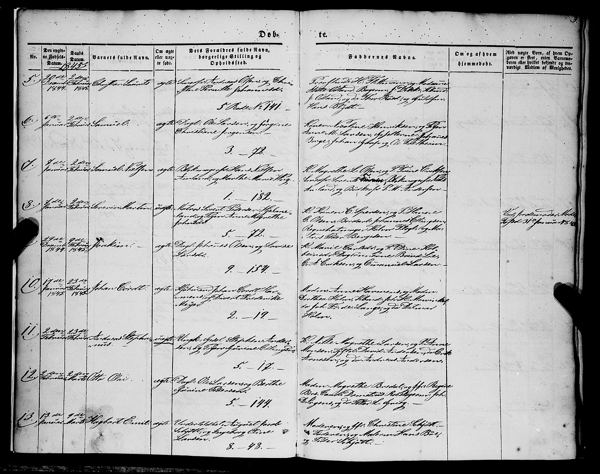 Nykirken Sokneprestembete, AV/SAB-A-77101/H/Haa/L0014: Parish register (official) no. B 1, 1844-1858, p. 3