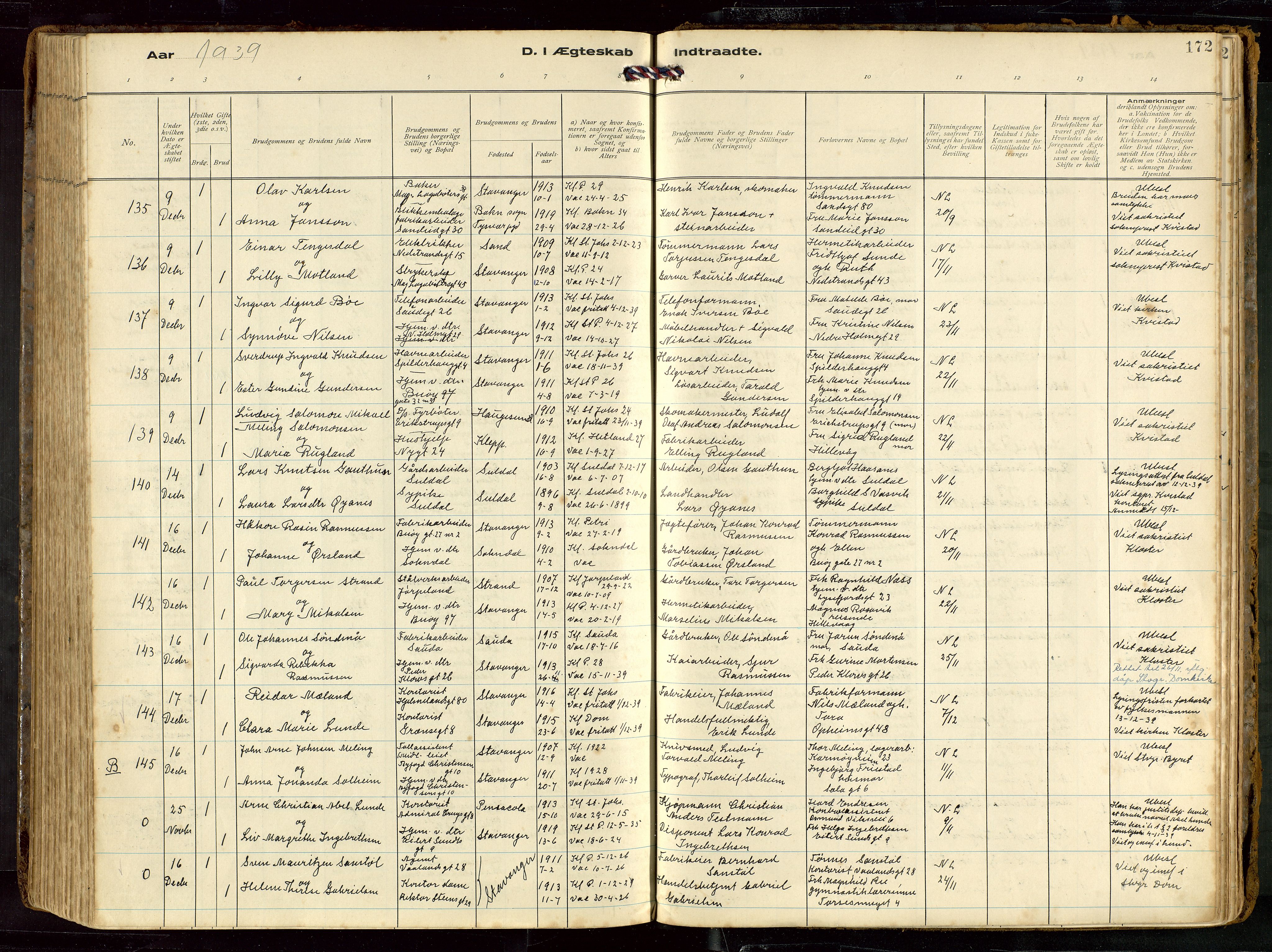 St. Petri sokneprestkontor, AV/SAST-A-101813/002/D/L0002: Parish register (official) no. A 27, 1921-1942, p. 172