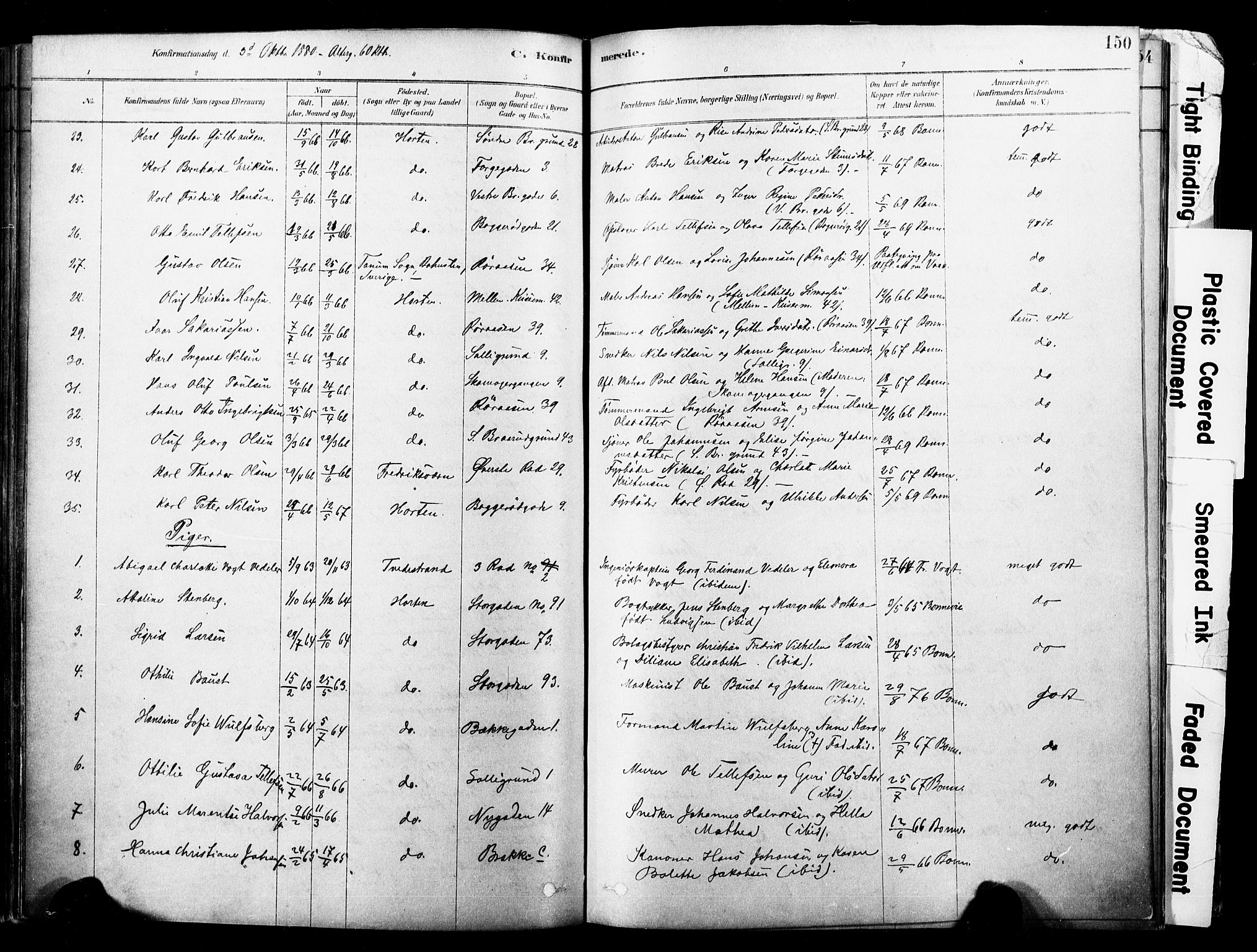 Horten kirkebøker, AV/SAKO-A-348/F/Fa/L0003: Parish register (official) no. 3, 1878-1887, p. 150