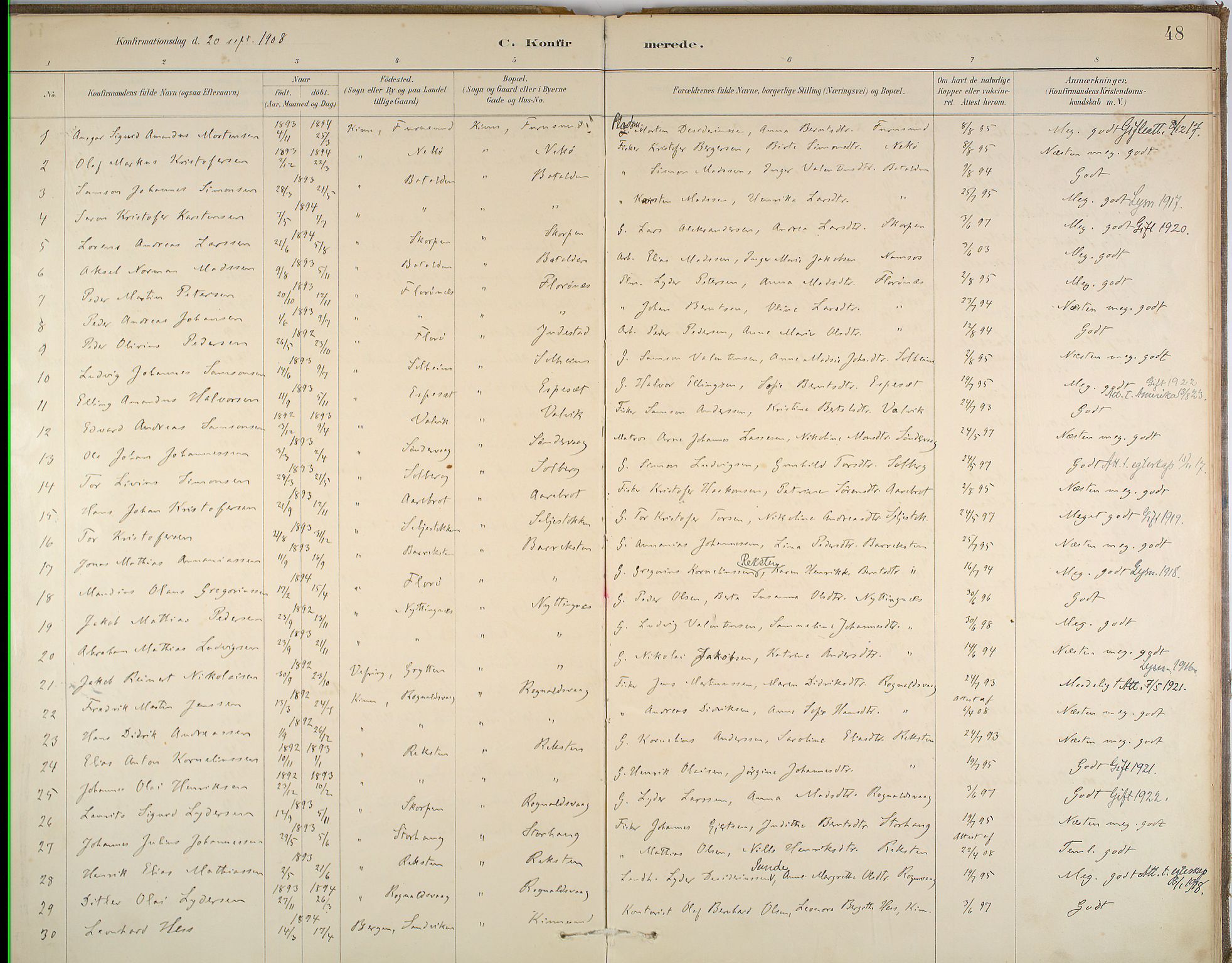 Kinn sokneprestembete, SAB/A-80801/H/Haa/Haab/L0006: Parish register (official) no. B 6, 1883-1925, p. 48