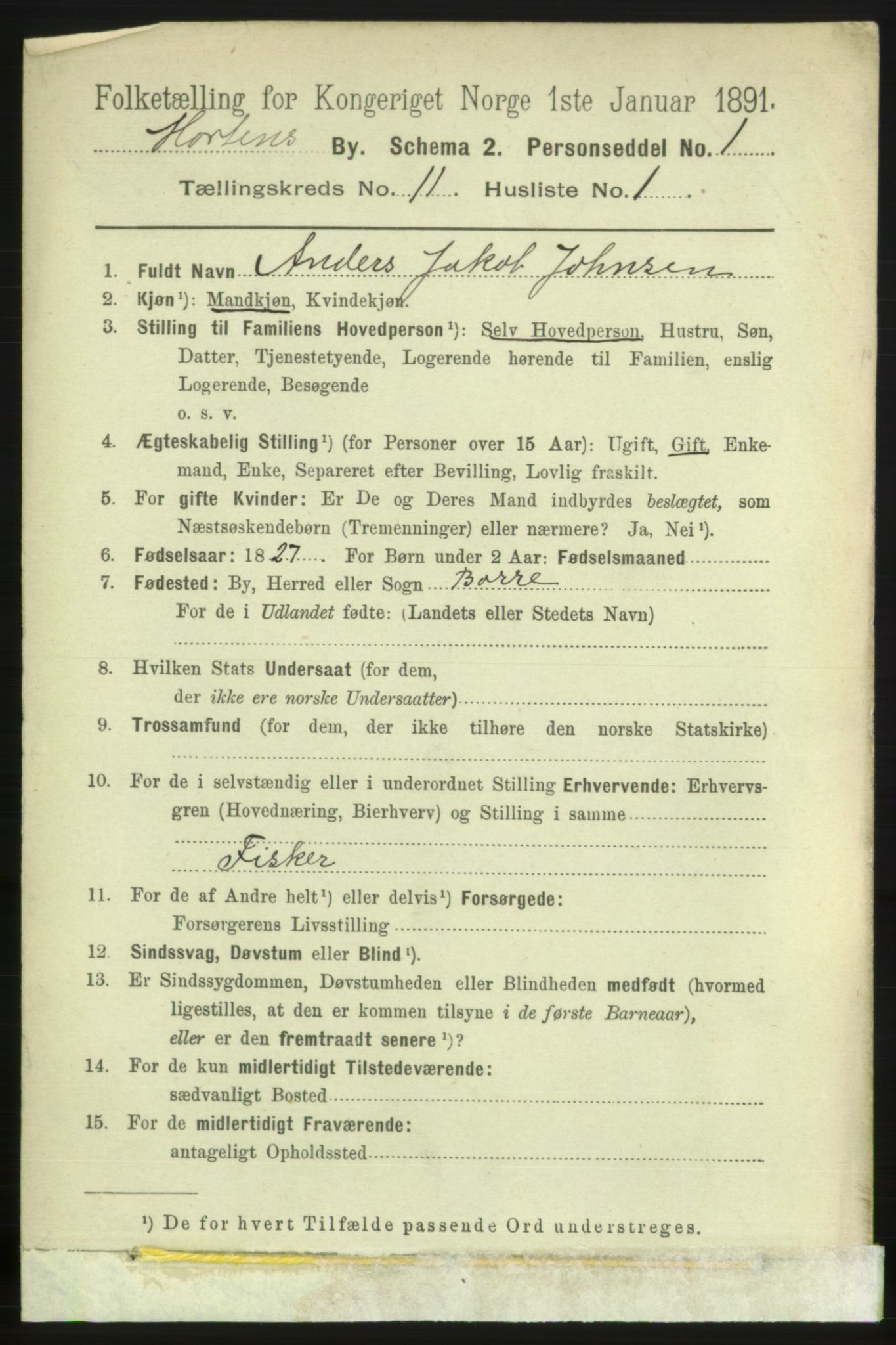 RA, 1891 census for 0703 Horten, 1891, p. 6560