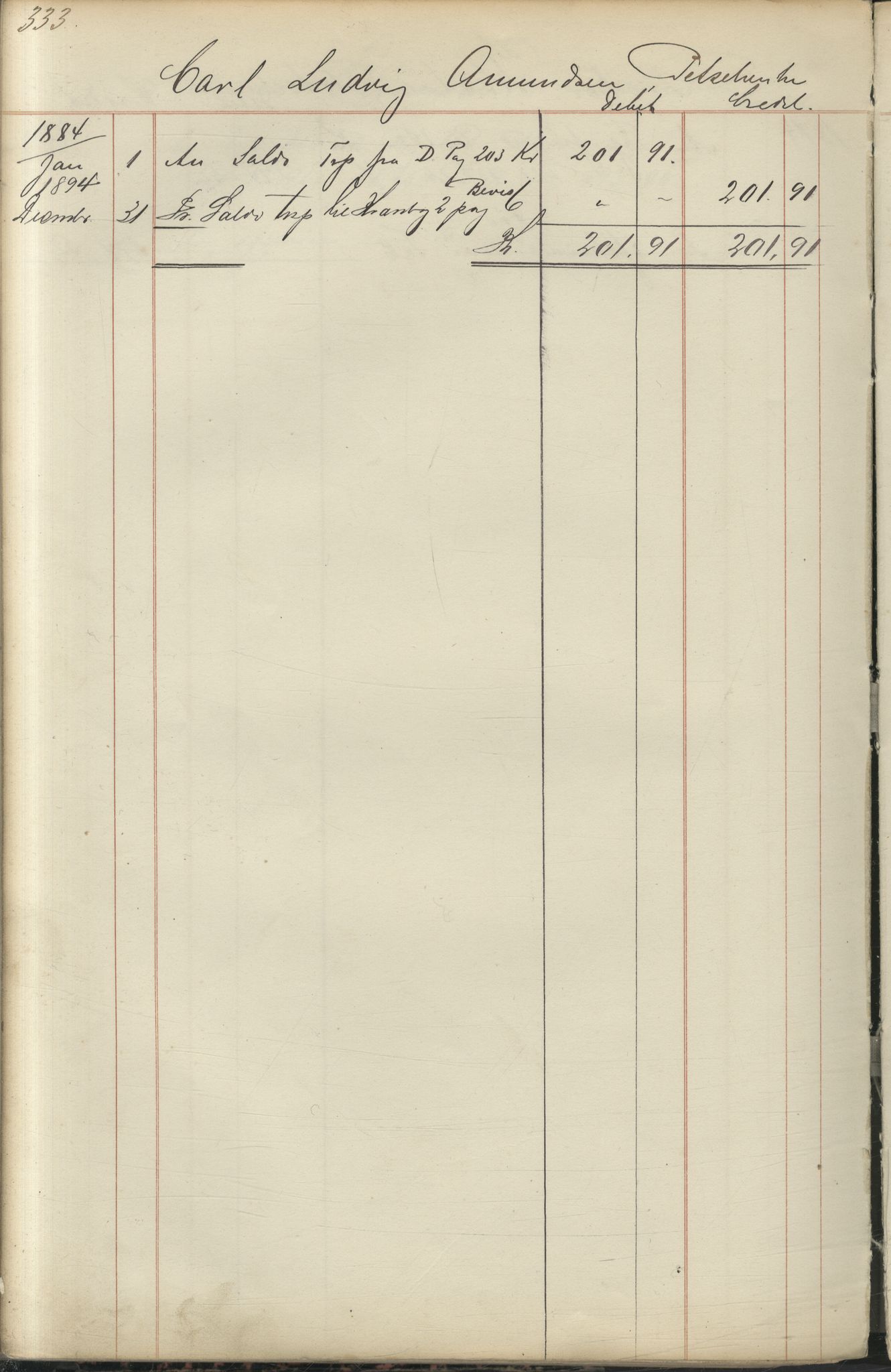 Brodtkorb handel A/S, VAMU/A-0001/F/Fc/L0001/0001: Konto for kvener og nordmenn på Kolahalvøya  / Conto for Kvæner og Nordmænd paa Russefinmarken No 1, 1868-1894, p. 333