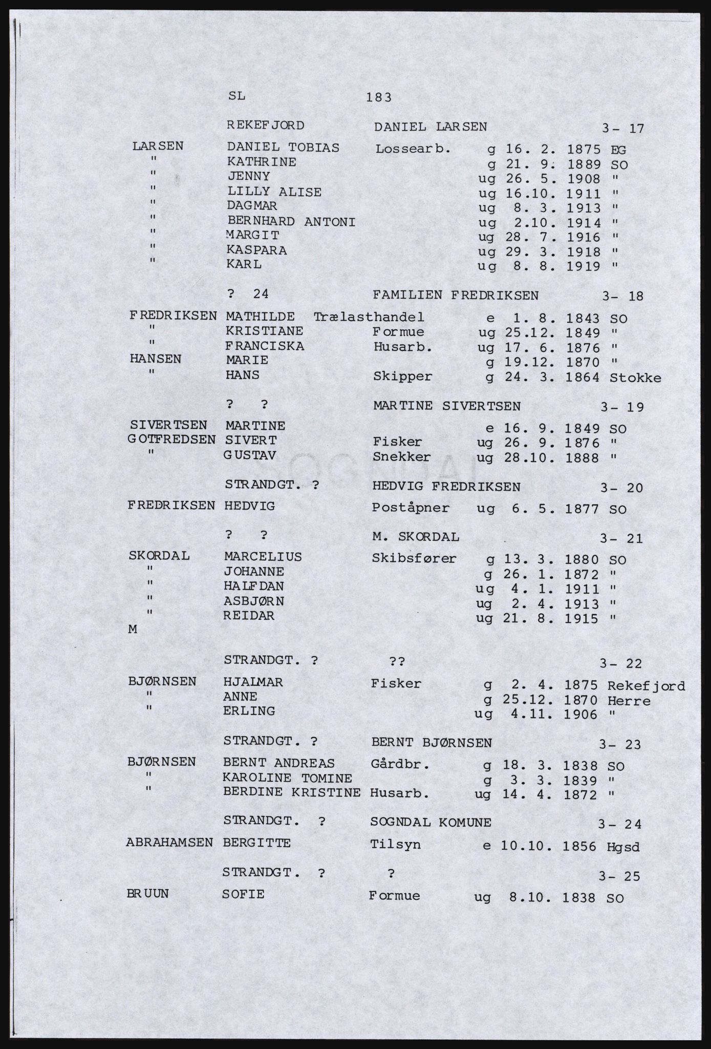 SAST, Copy of 1920 census for Dalane, 1920, p. 633