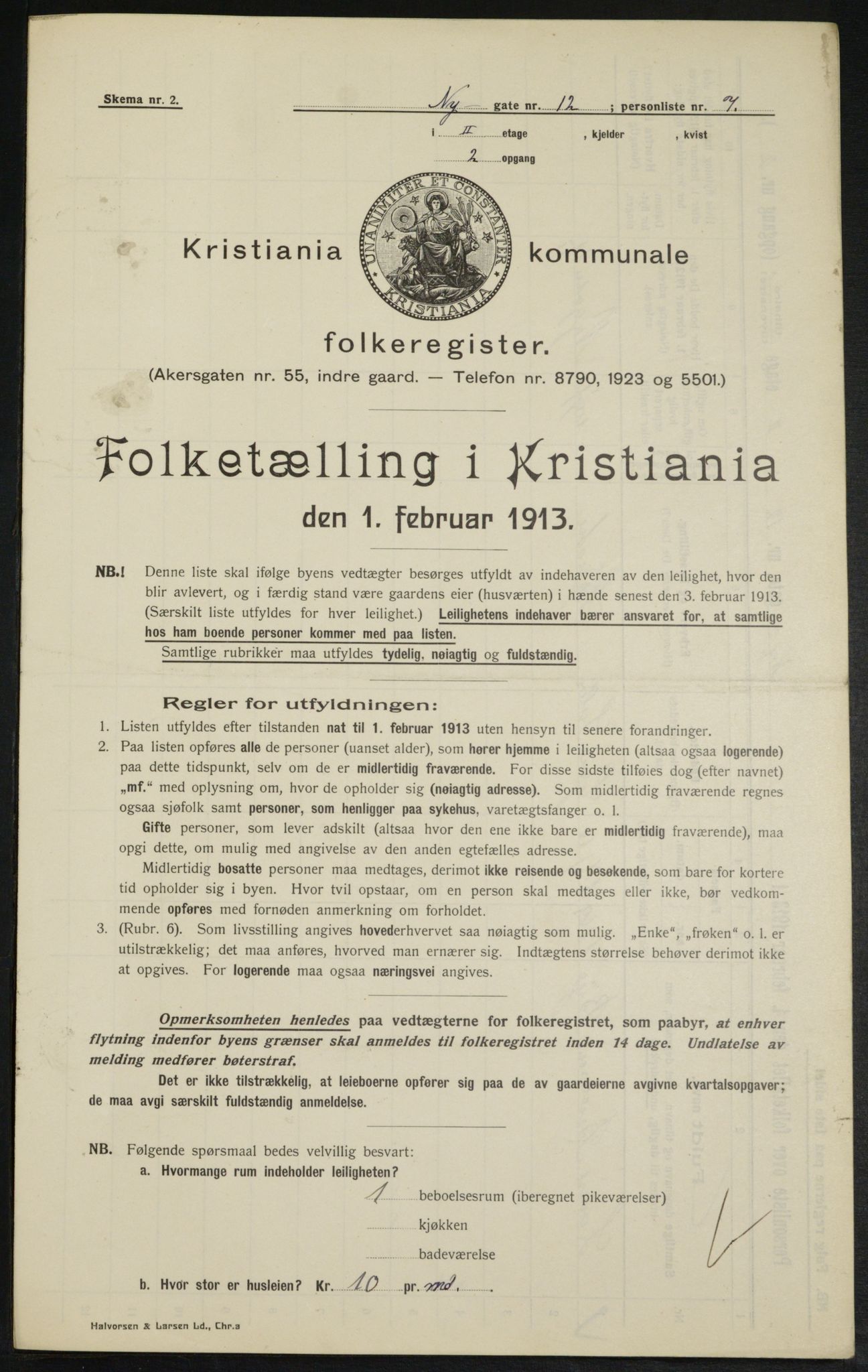 OBA, Municipal Census 1913 for Kristiania, 1913, p. 74097