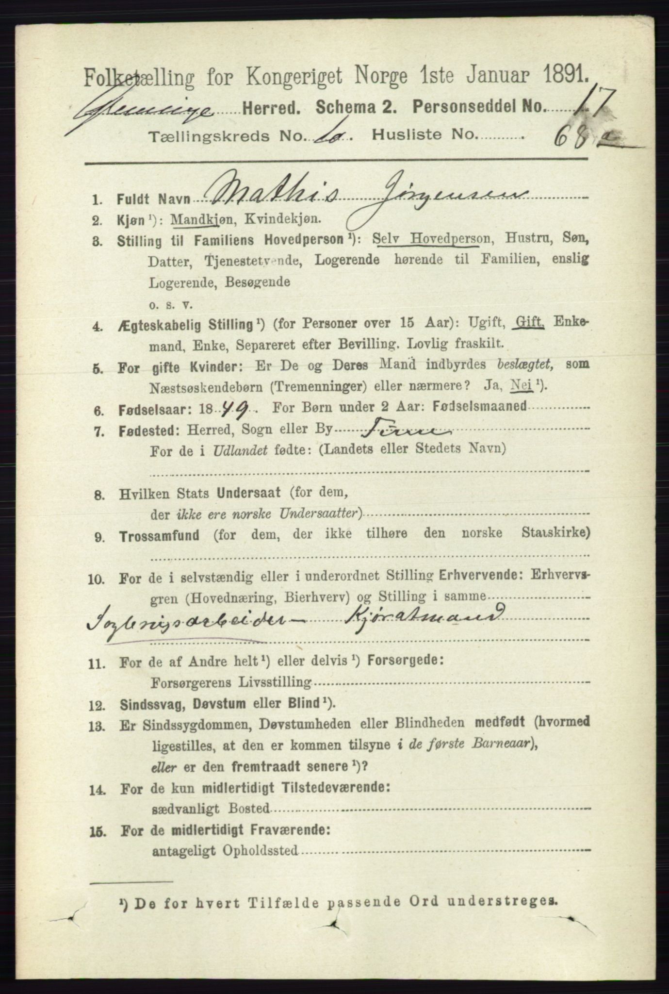 RA, 1891 census for 0132 Glemmen, 1891, p. 10472