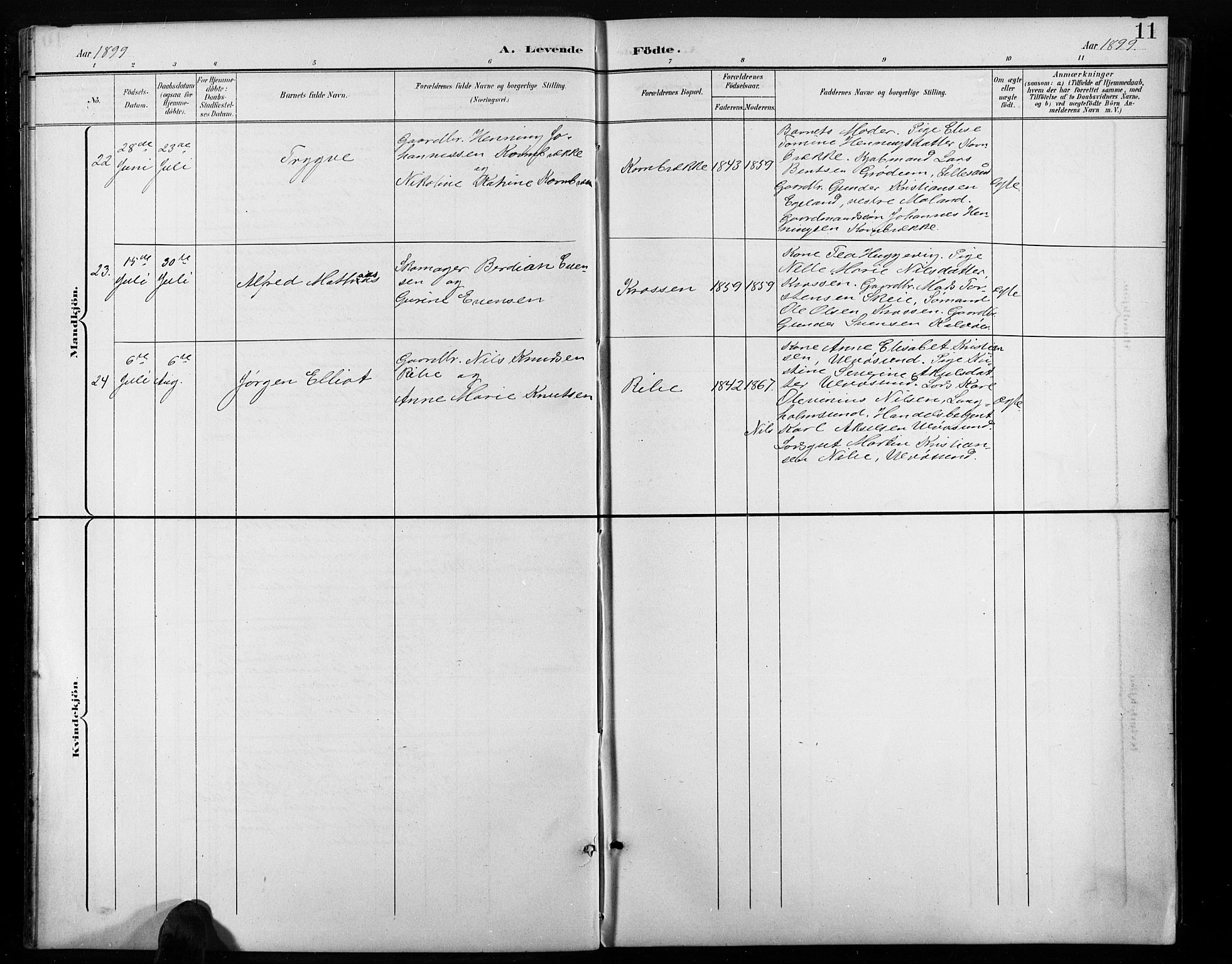 Høvåg sokneprestkontor, AV/SAK-1111-0025/F/Fb/L0005: Parish register (copy) no. B 5, 1898-1929, p. 11