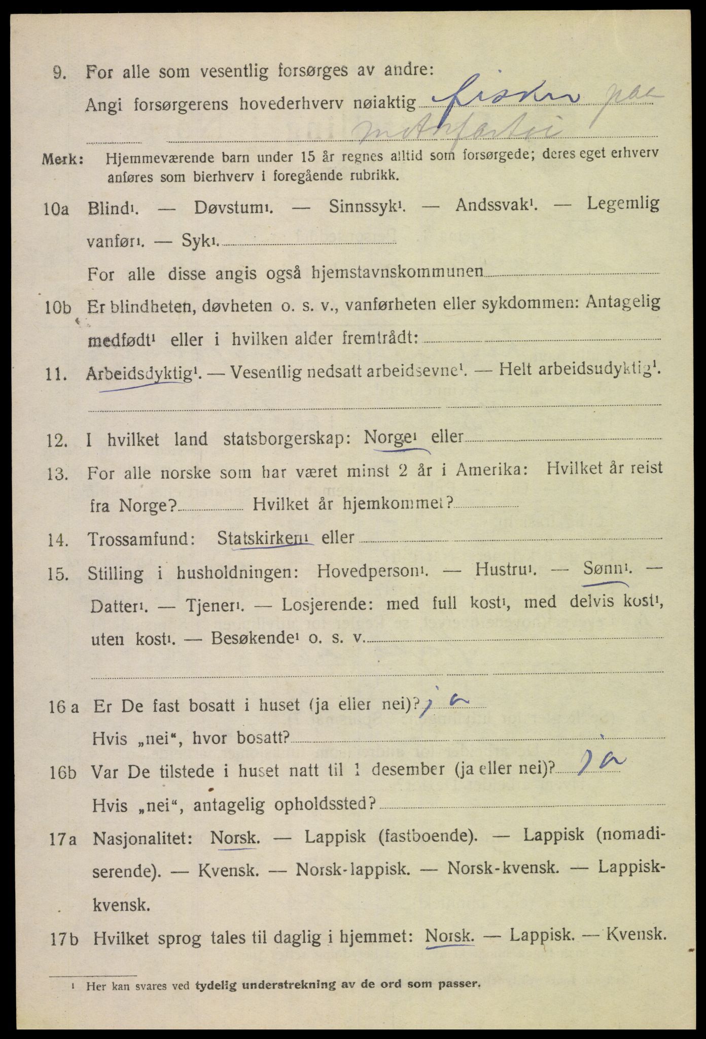 SAT, 1920 census for Dverberg, 1920, p. 5853