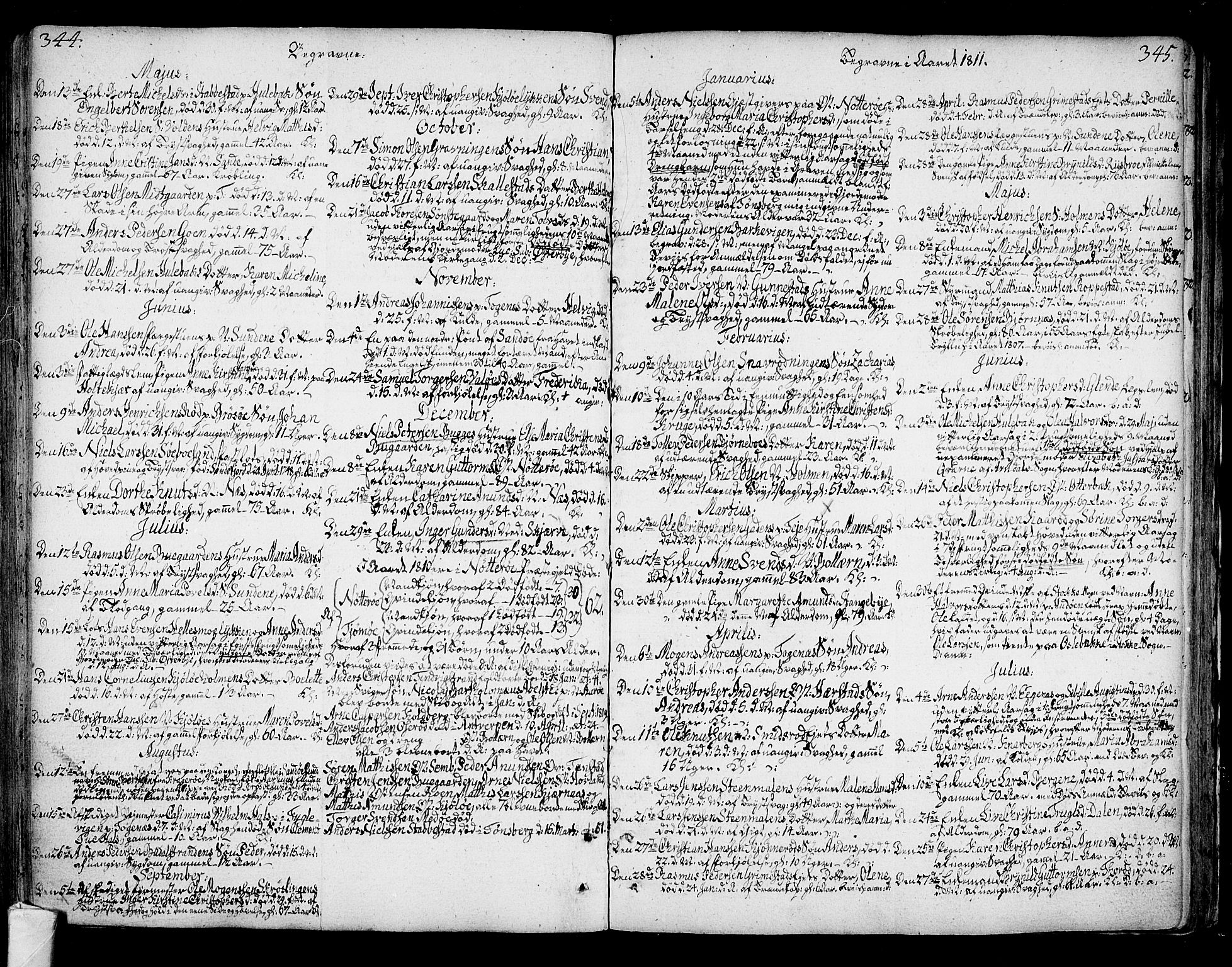 Nøtterøy kirkebøker, SAKO/A-354/F/Fa/L0003: Parish register (official) no. I 3, 1791-1814, p. 344-345